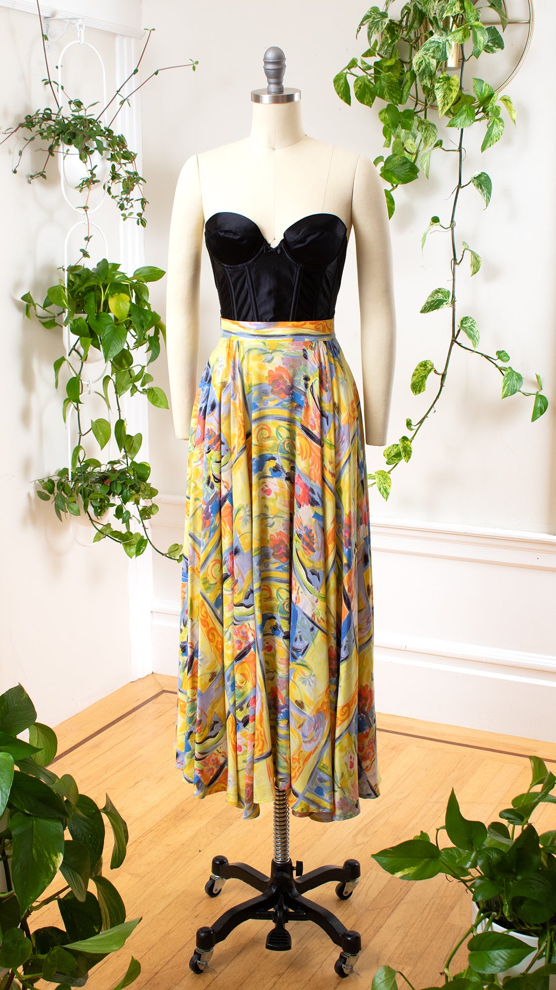 1980s Floral Still Life Novelty Print Circle Skirt | small