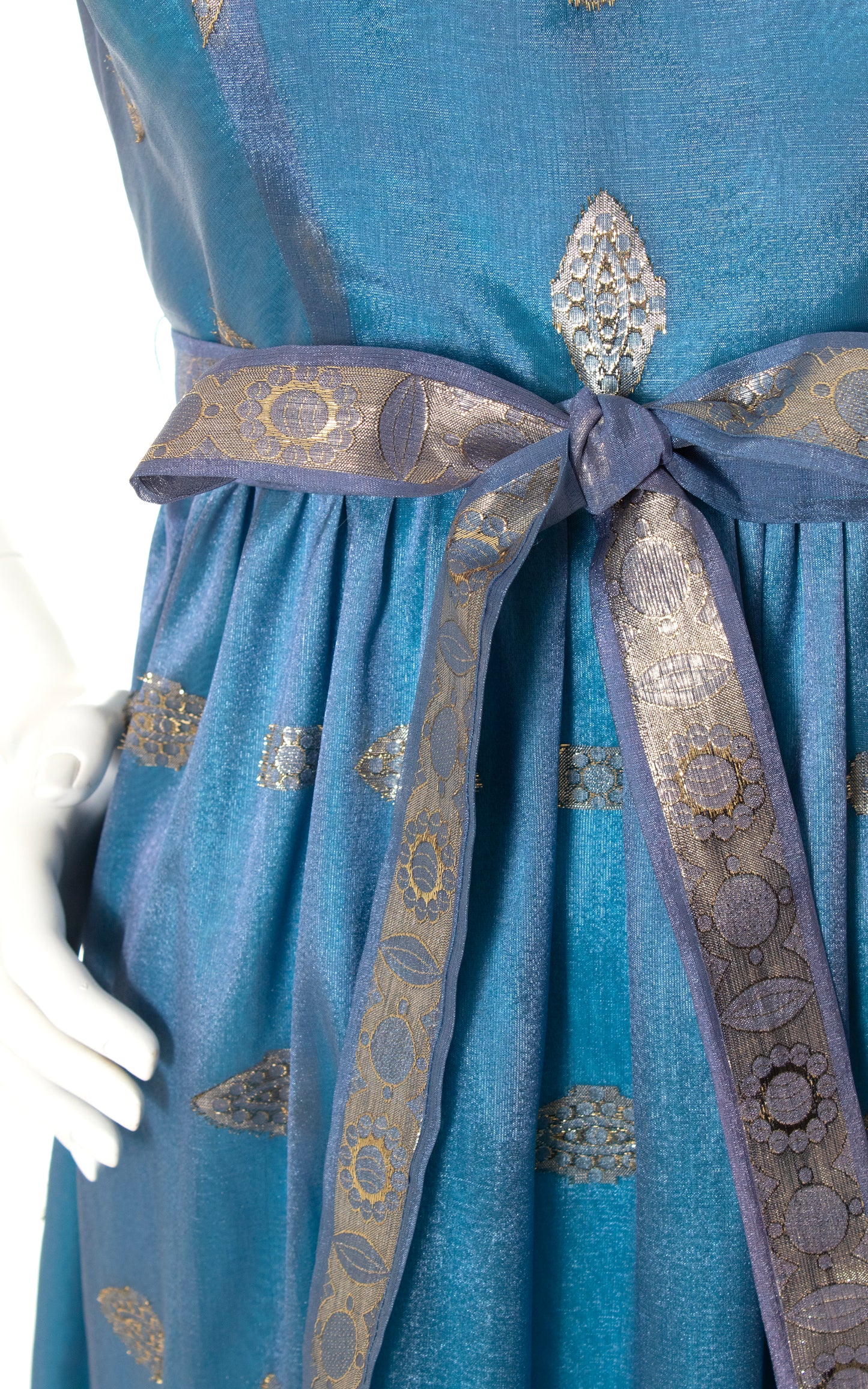 1960s Metallic Jacquard Party Dress | small