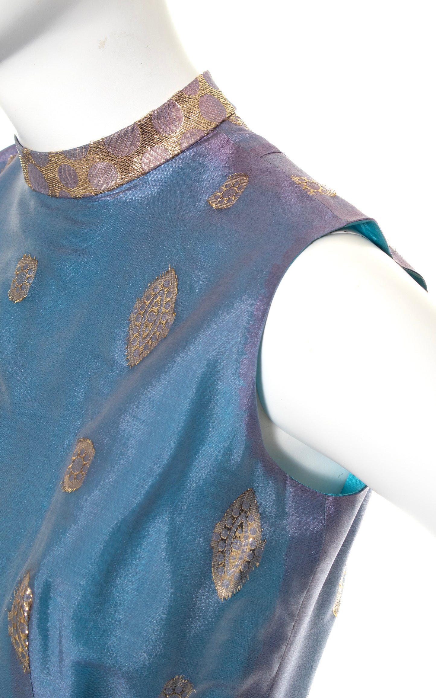1960s Metallic Jacquard Party Dress | small