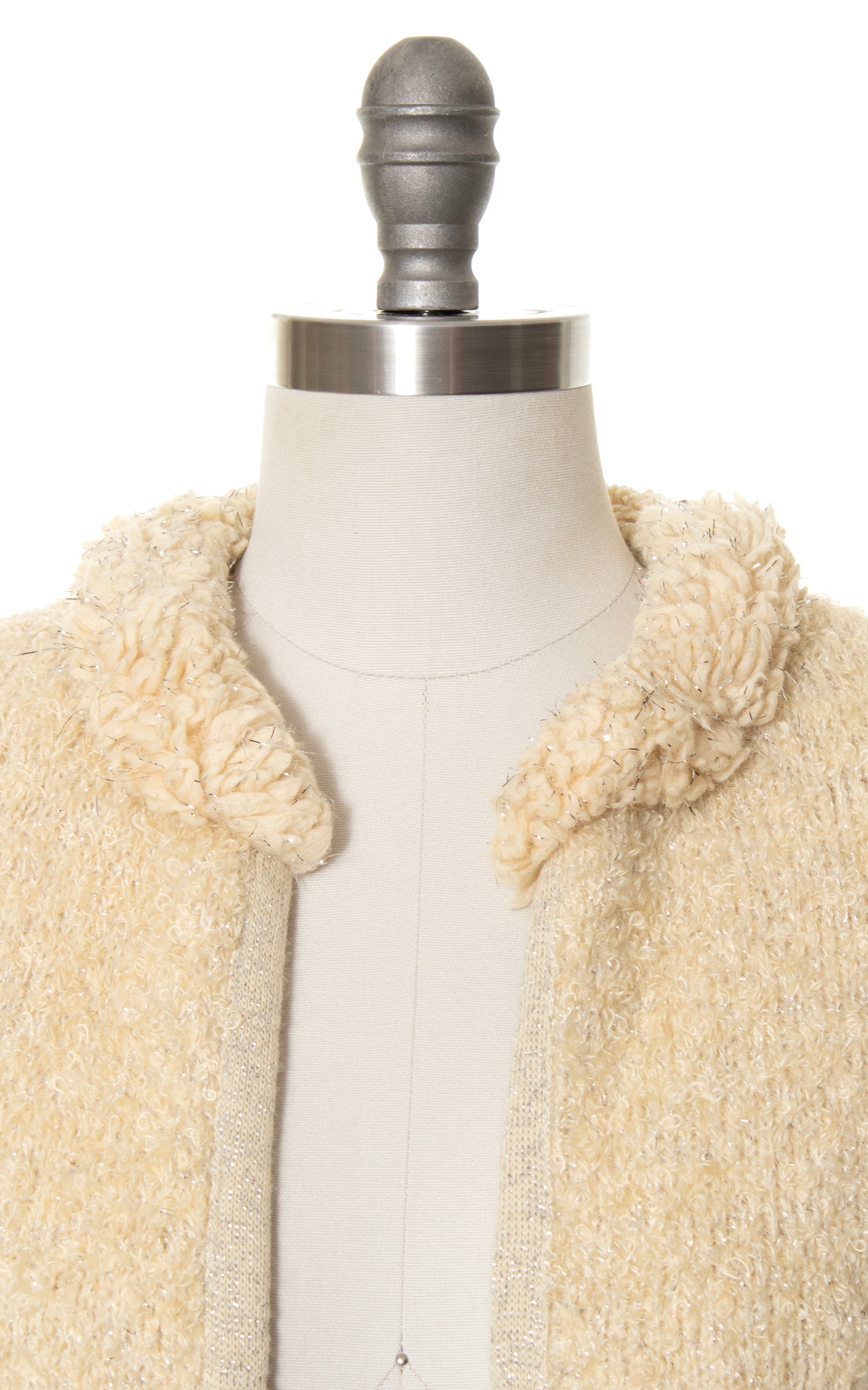 1960s Silver Lurex Bouclé Knit Cardigan | x-small