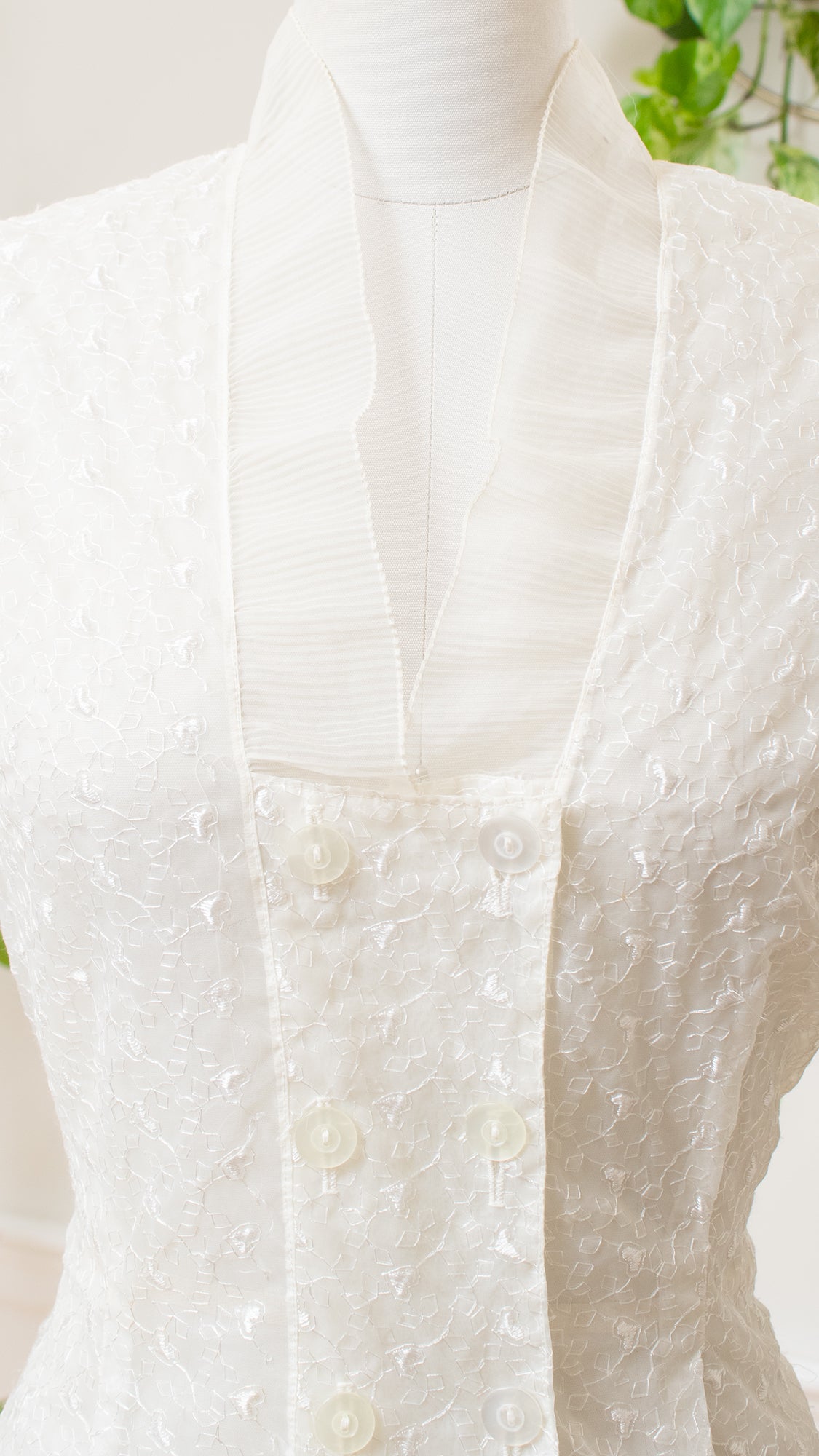1950s Heart Embroidered Sheer Blouse | medium/large