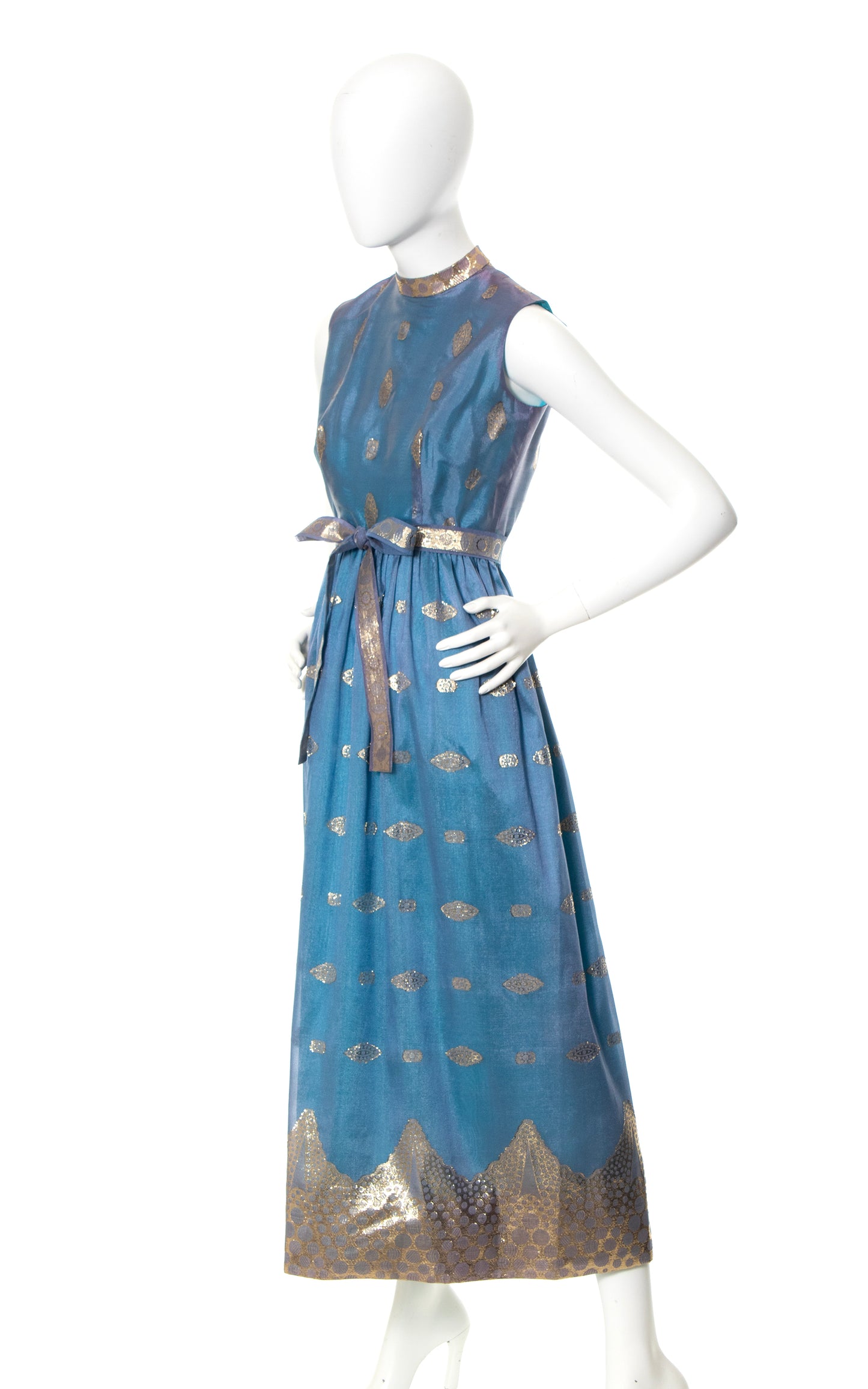 1960s Metallic Jacquard Party Dress | small