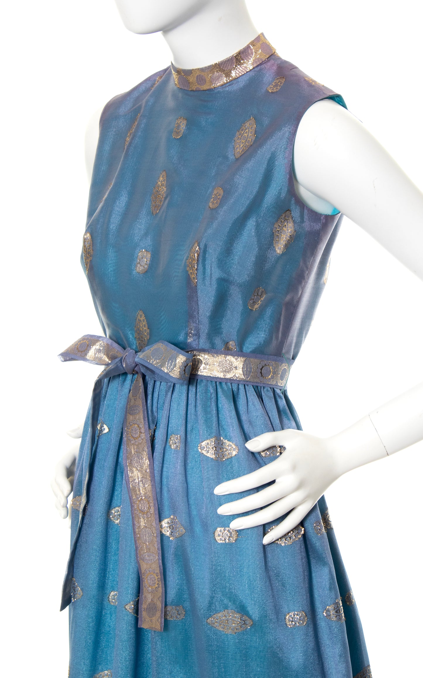 1960s Metallic Jacquard Party Dress | small