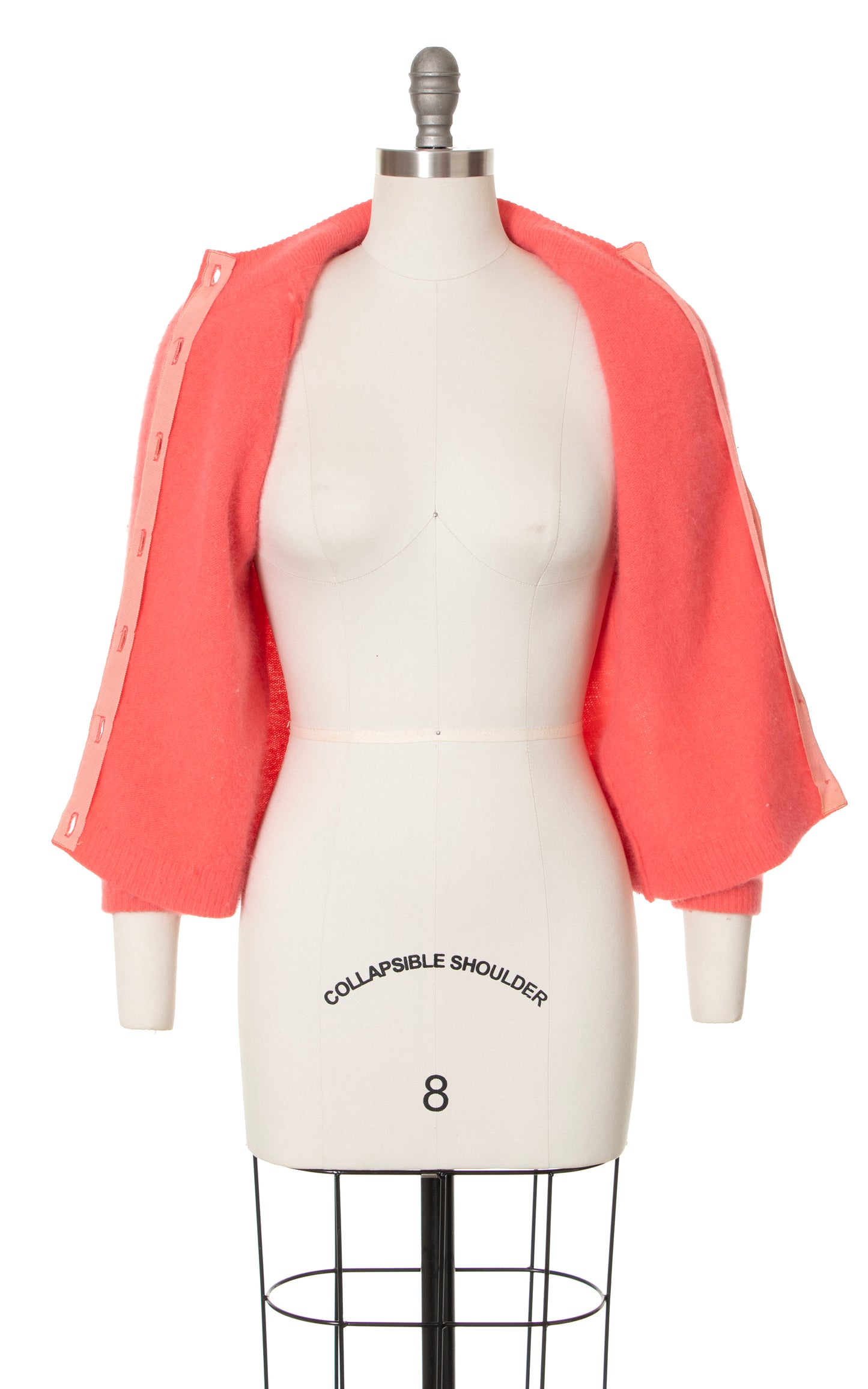 1950s 1960s Salmon Pink Knit Angora Wool Cardigan | small/medium
