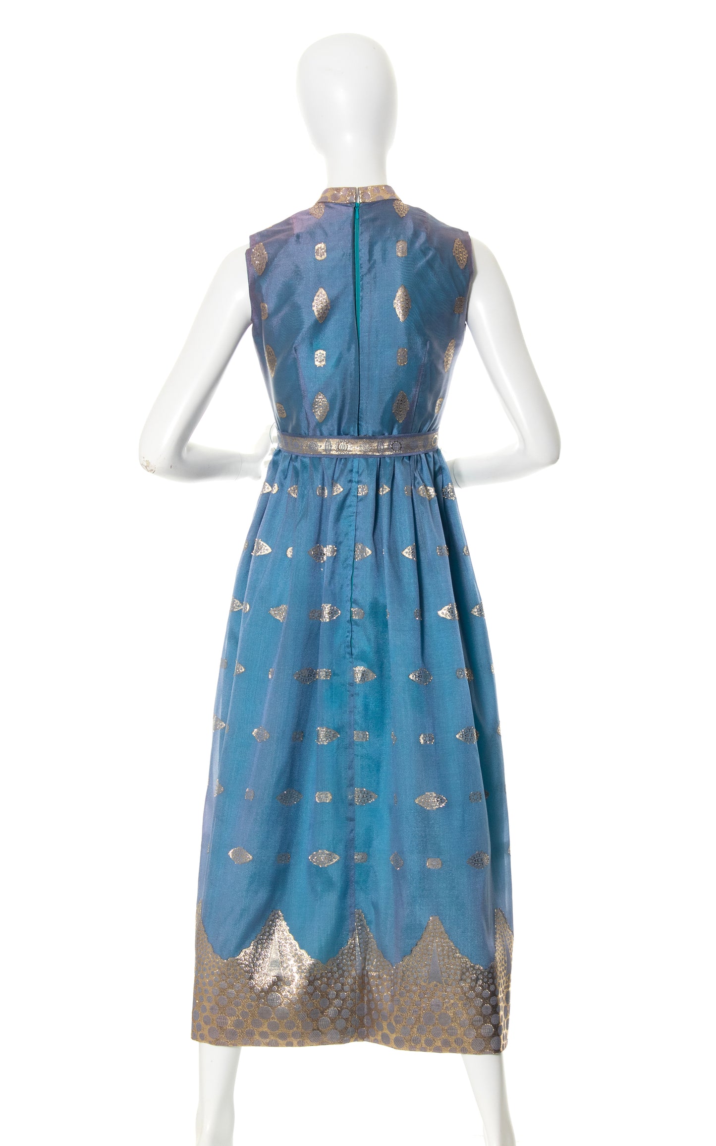 1960s Metallic Jacquard Party Dress | small