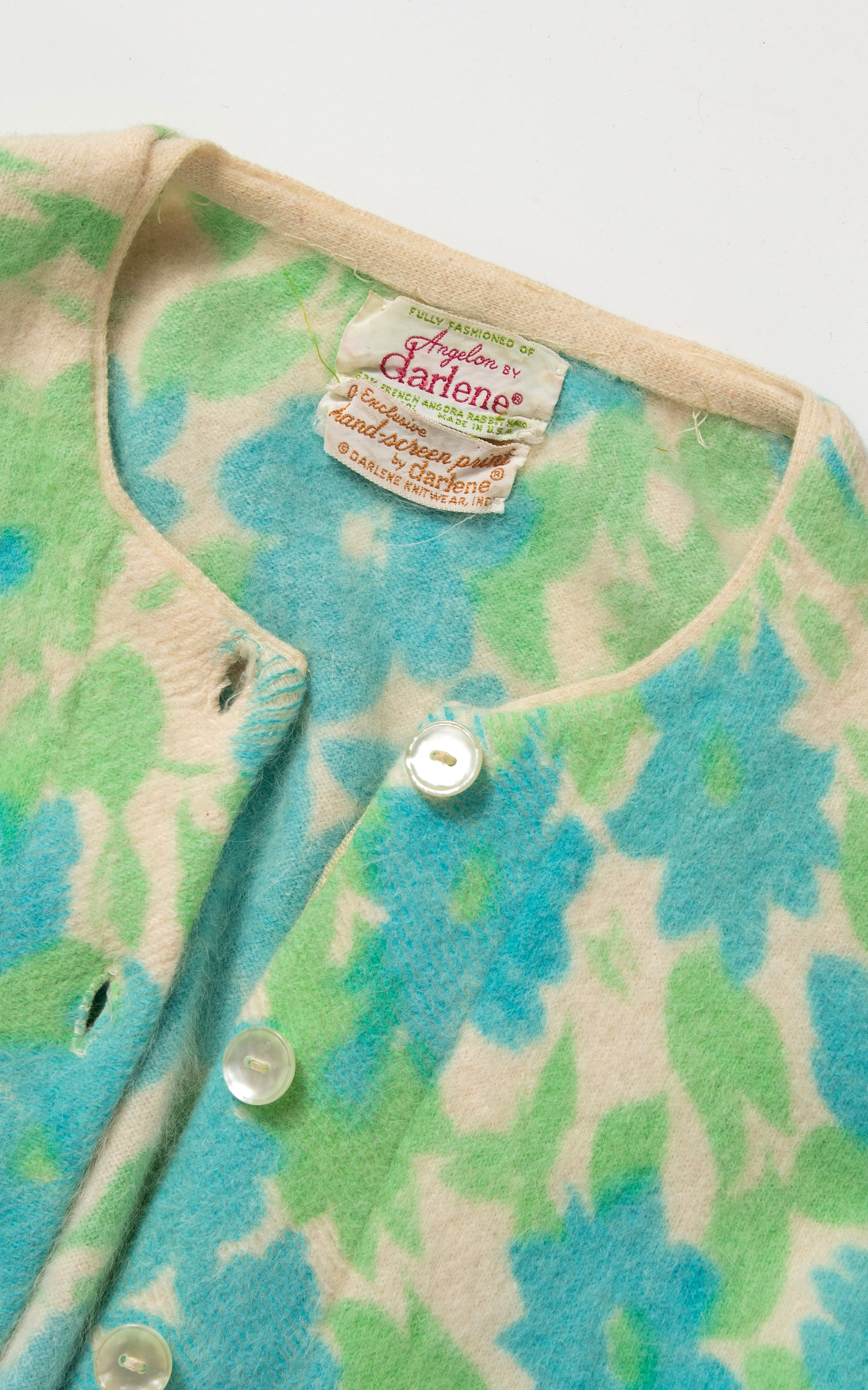 BLV x DEANNA || 1960s DARLENE Floral Knit Wool Angora Cardigan | x-small/small