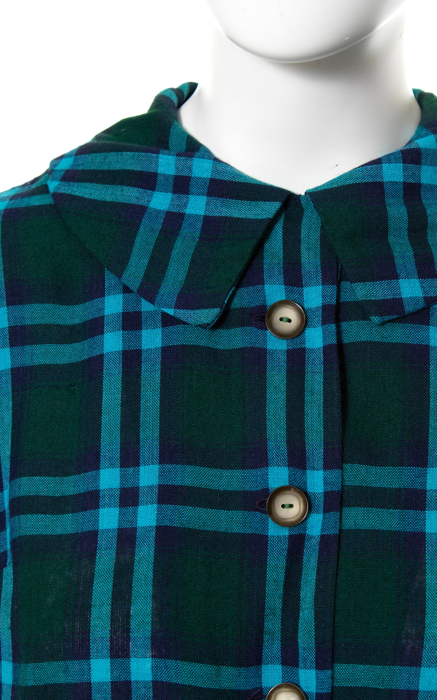 1950s Plaid Wool Shirtwaist Dress | x-small/small