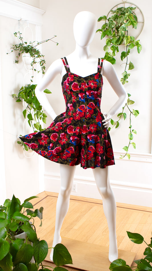 1990s ALL THAT JAZZ Floral Rayon Romper | small/medium