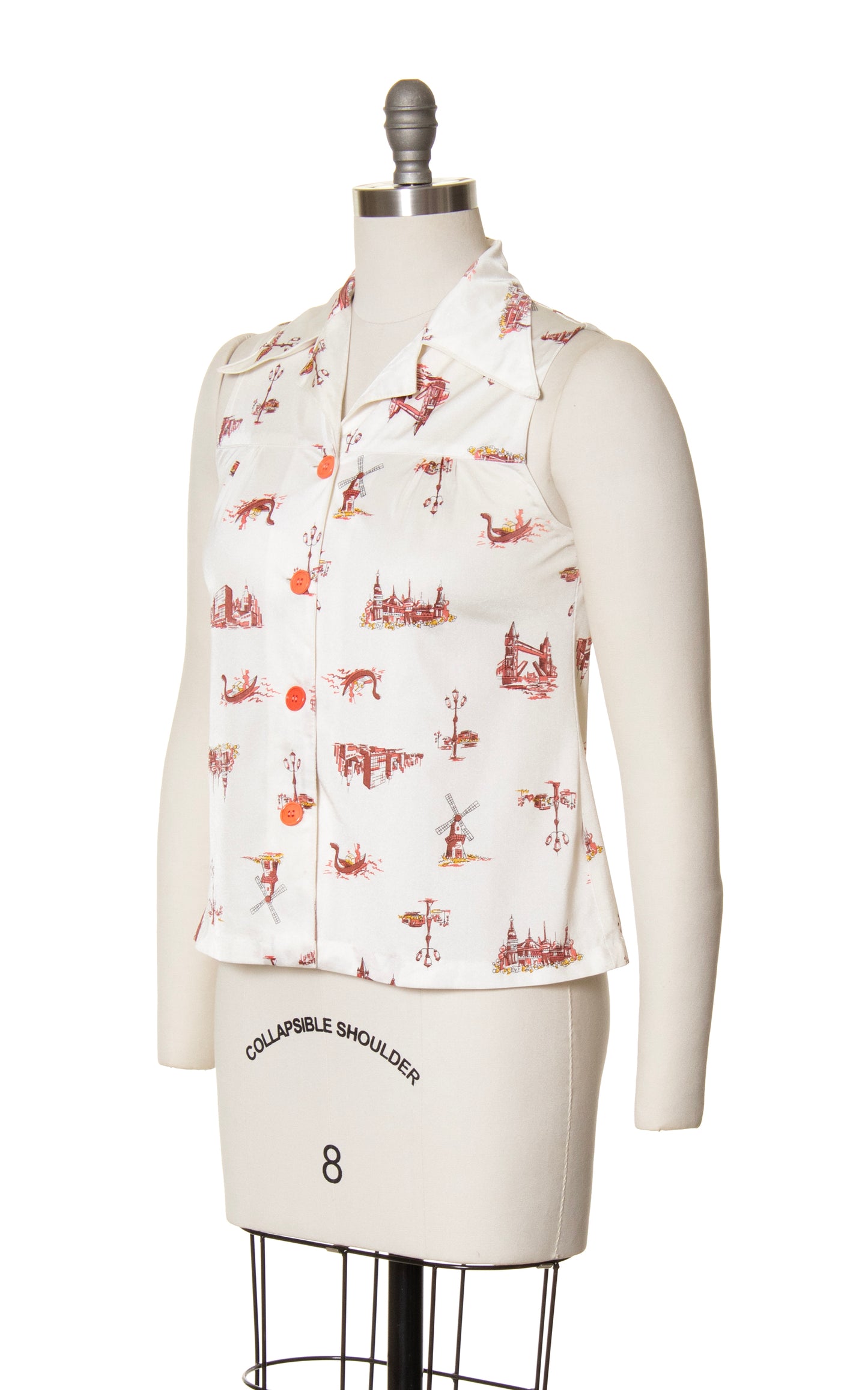 1970s European Cityscape Novelty Print Top | small