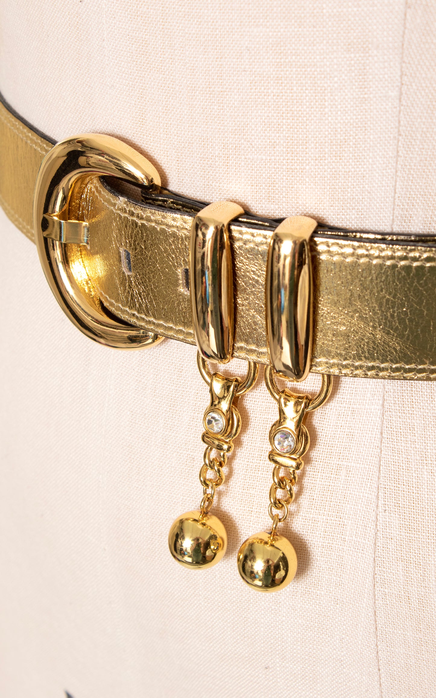 1980s ESCADA Gold Leather Cinch Belt with Charms | large/x-large