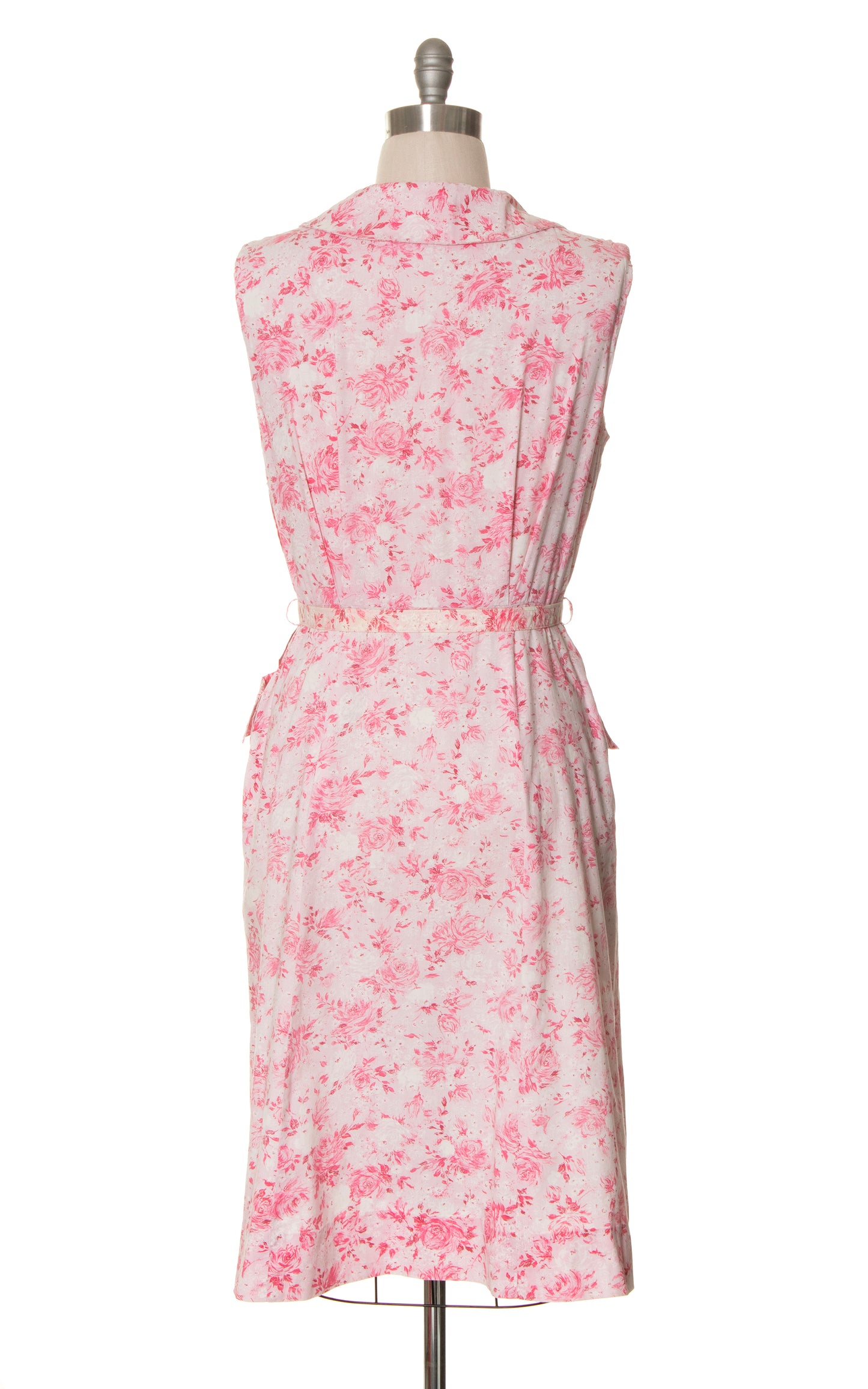 1950s Pink Floral Cotton Sundress with Pockets | large