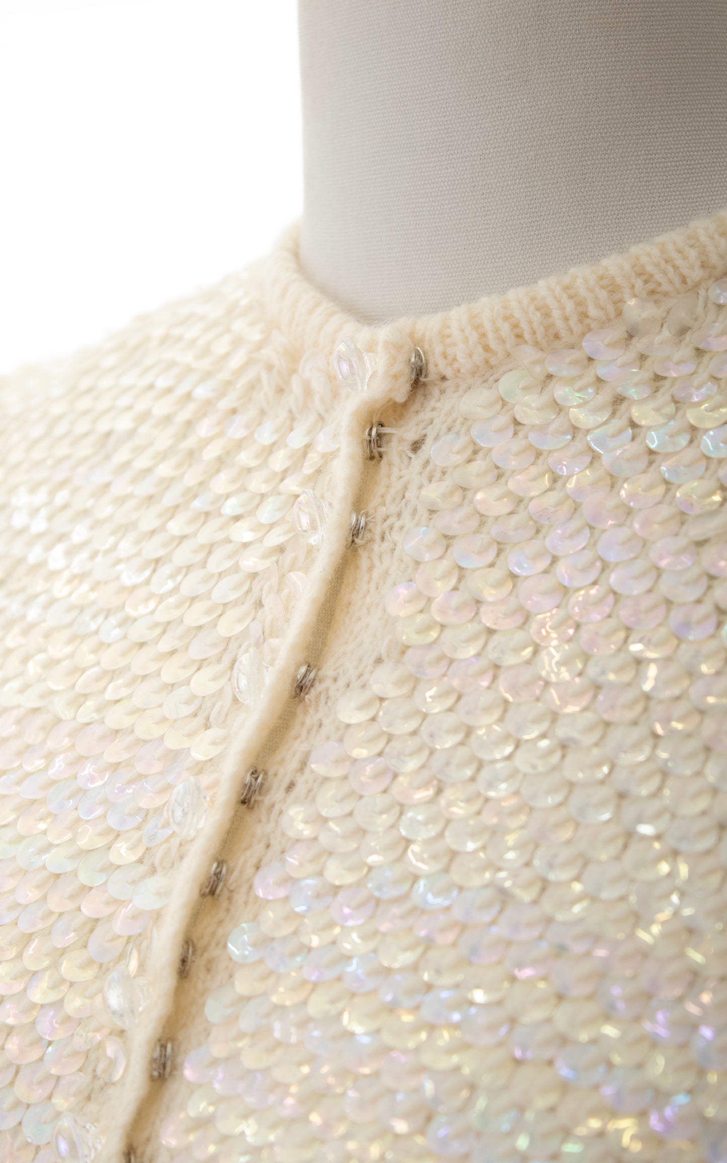 1950s 1960s Sequin Knit Wool Cardigan | medium/large