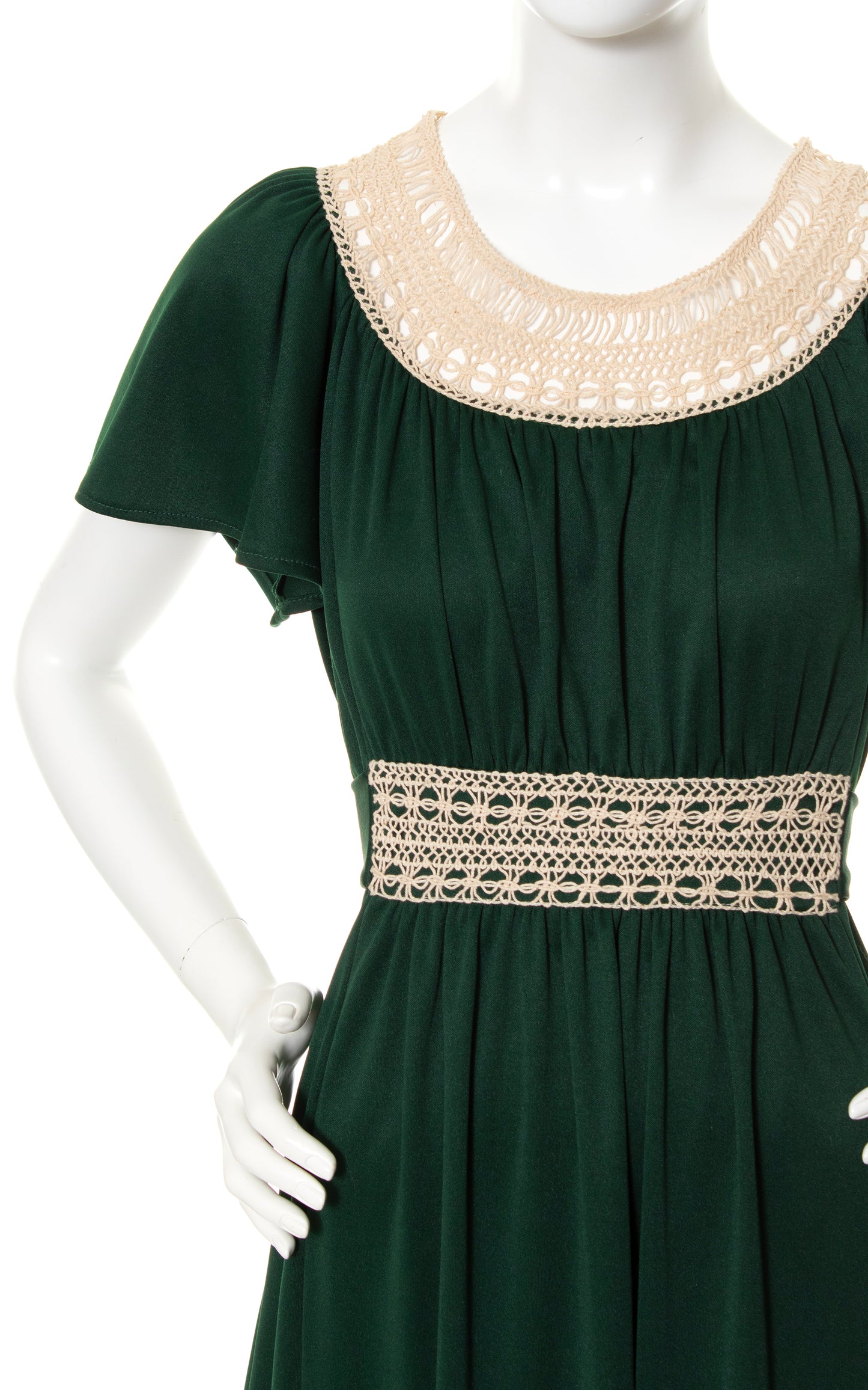 1970s Crochet Trim Jersey Maxi Dress | x-small/small/medium/large