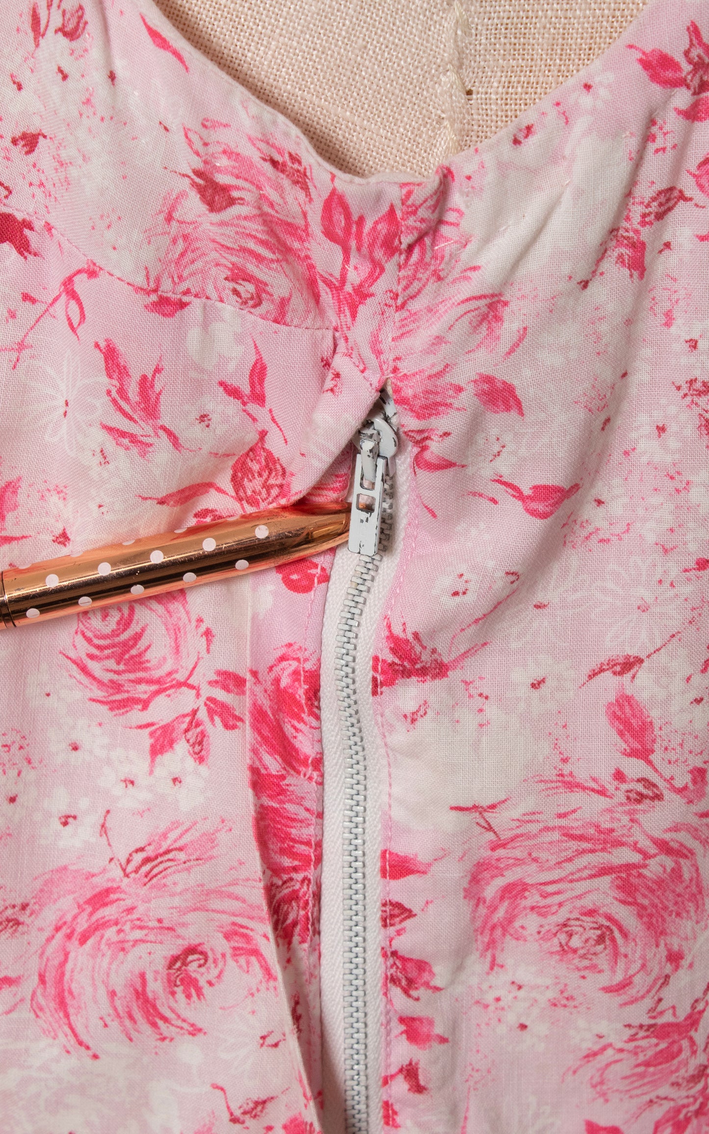 1950s Pink Floral Cotton Sundress with Pockets | large