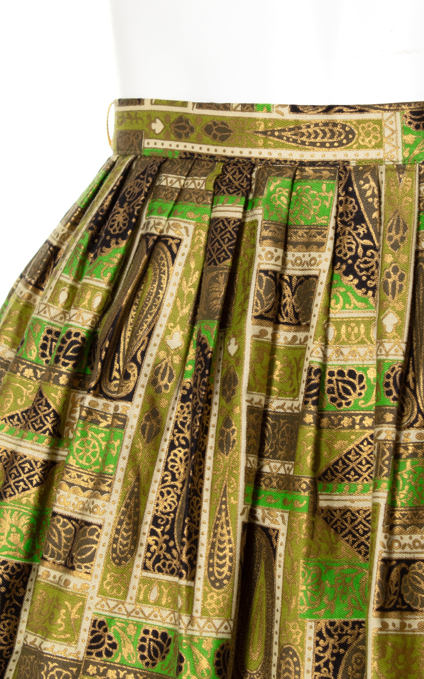 BLV x DEANNA || 1950s Metallic Gold Screen Printed Skirt | small