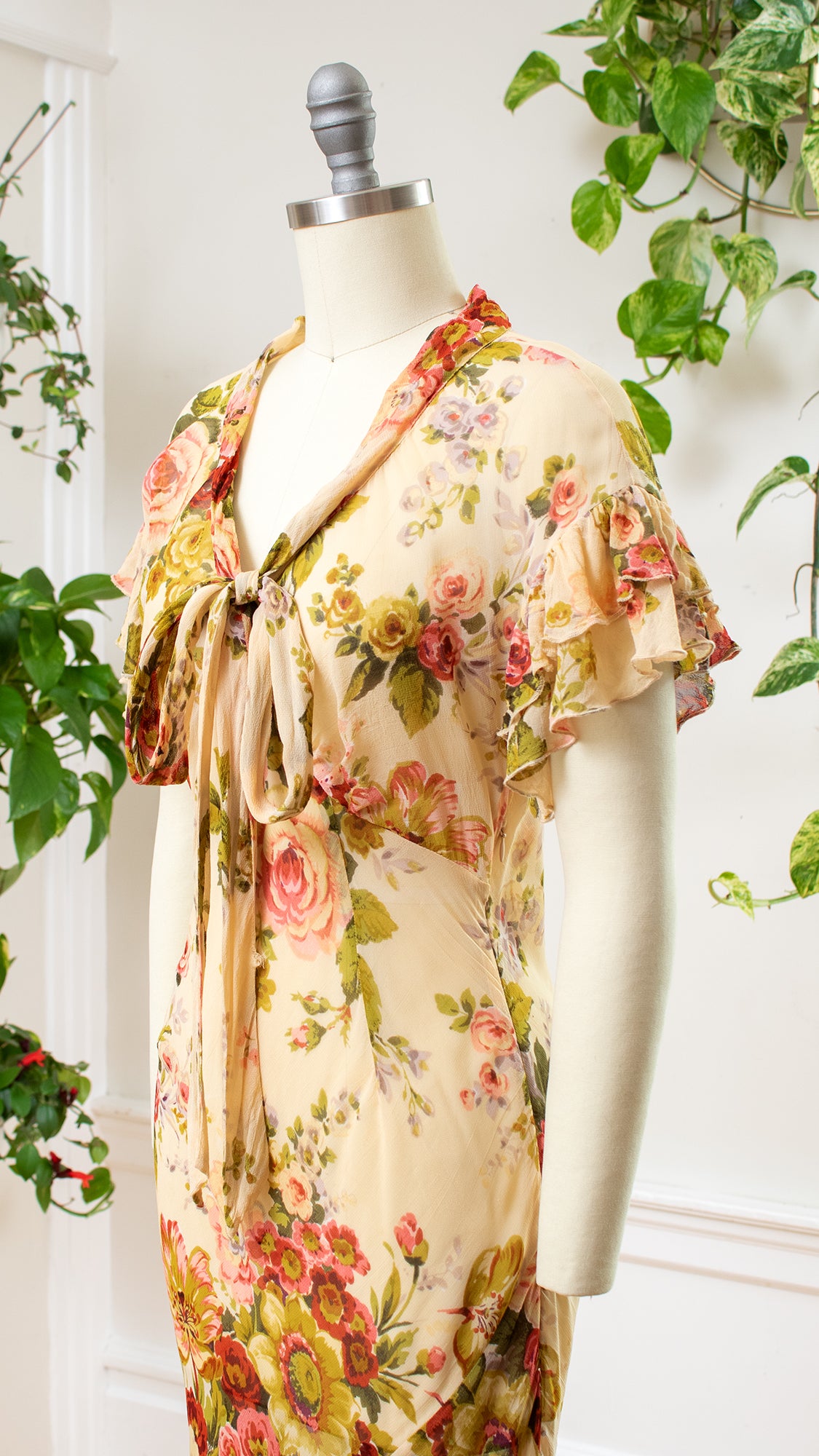 NEW ⭐️ 2000s does 1930s Floral Bias Cut Dress | x-small/small