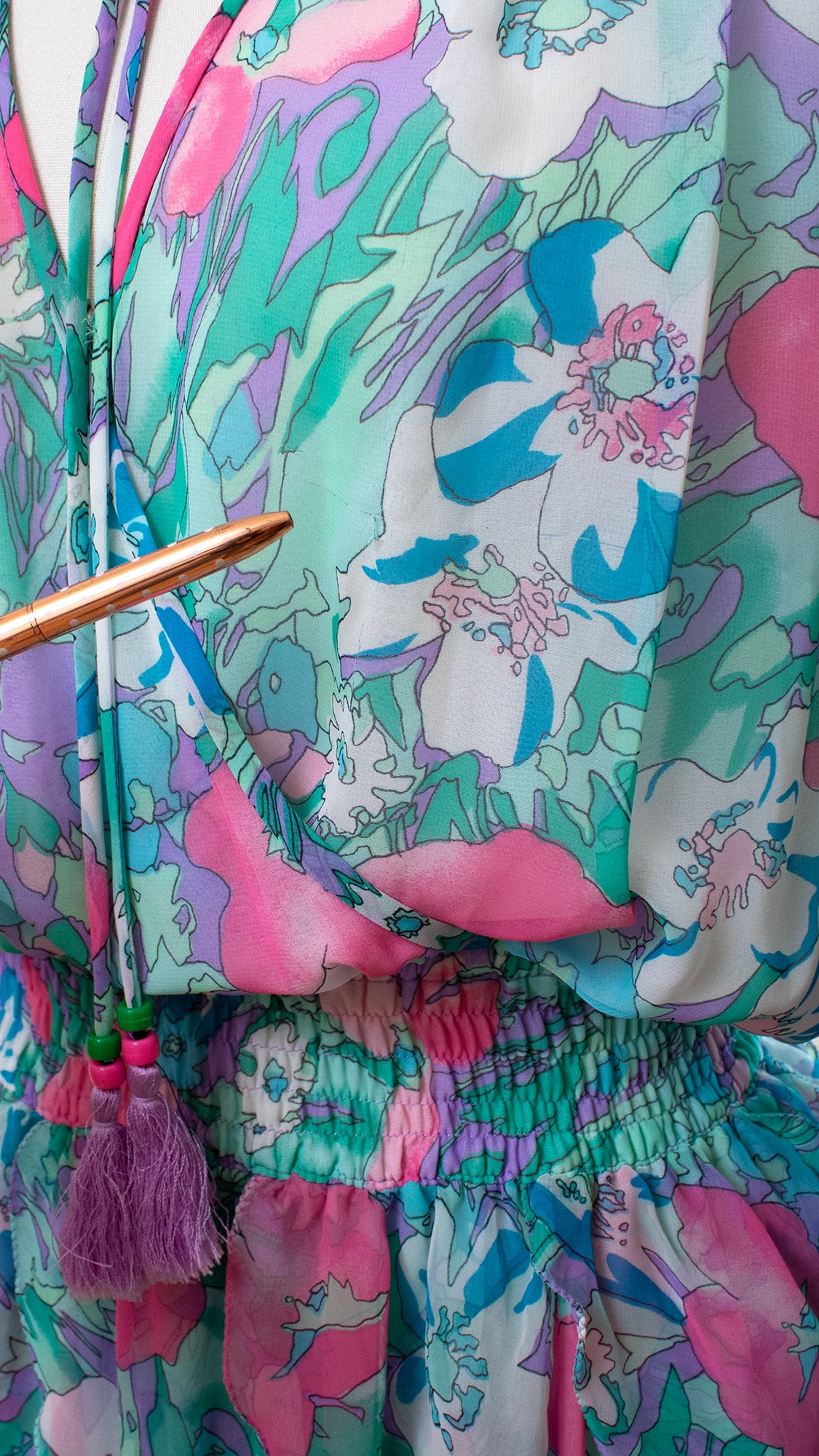 1980s DIANE FREIS Georgette Handkerchief Dress | small/medium/large