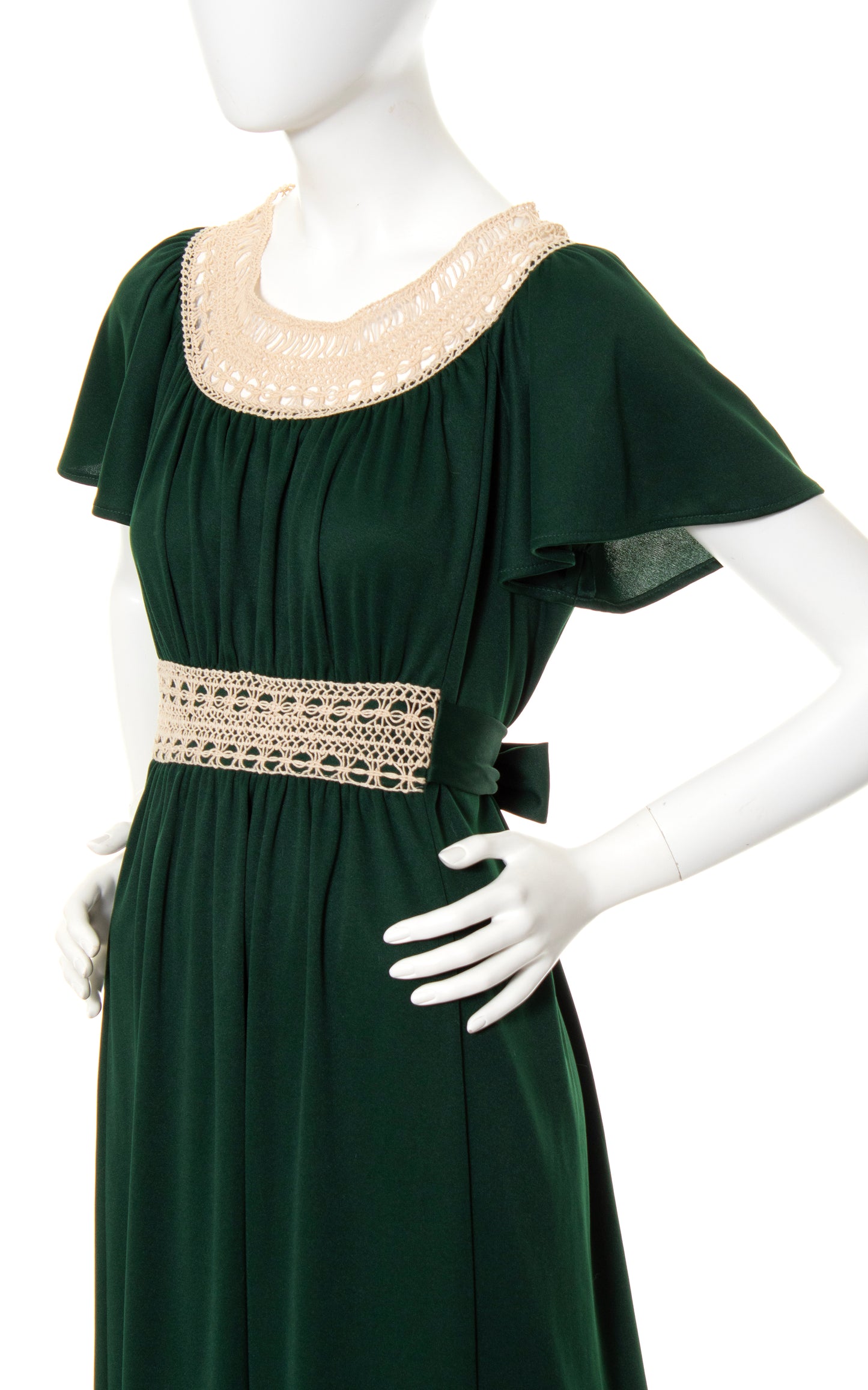 1970s Crochet Trim Jersey Maxi Dress | x-small/small/medium/large