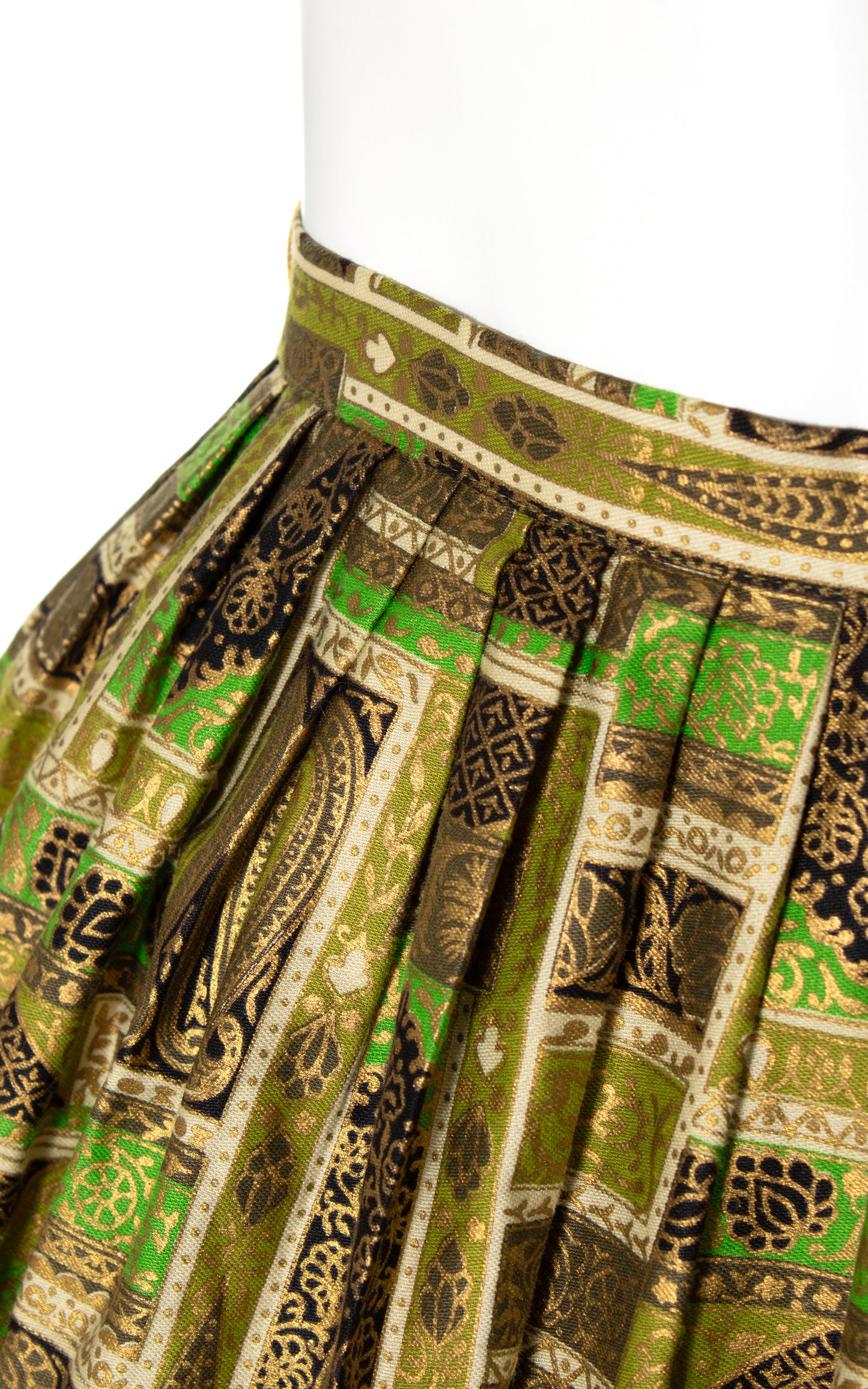 BLV x DEANNA || 1950s Metallic Gold Screen Printed Skirt | small