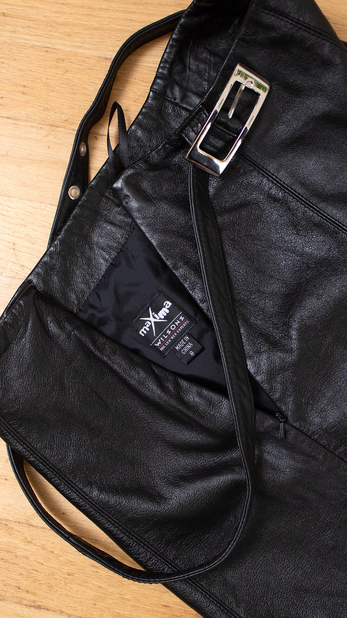 2000s Y2K WILSONS Black Leather Mini Skirt | small