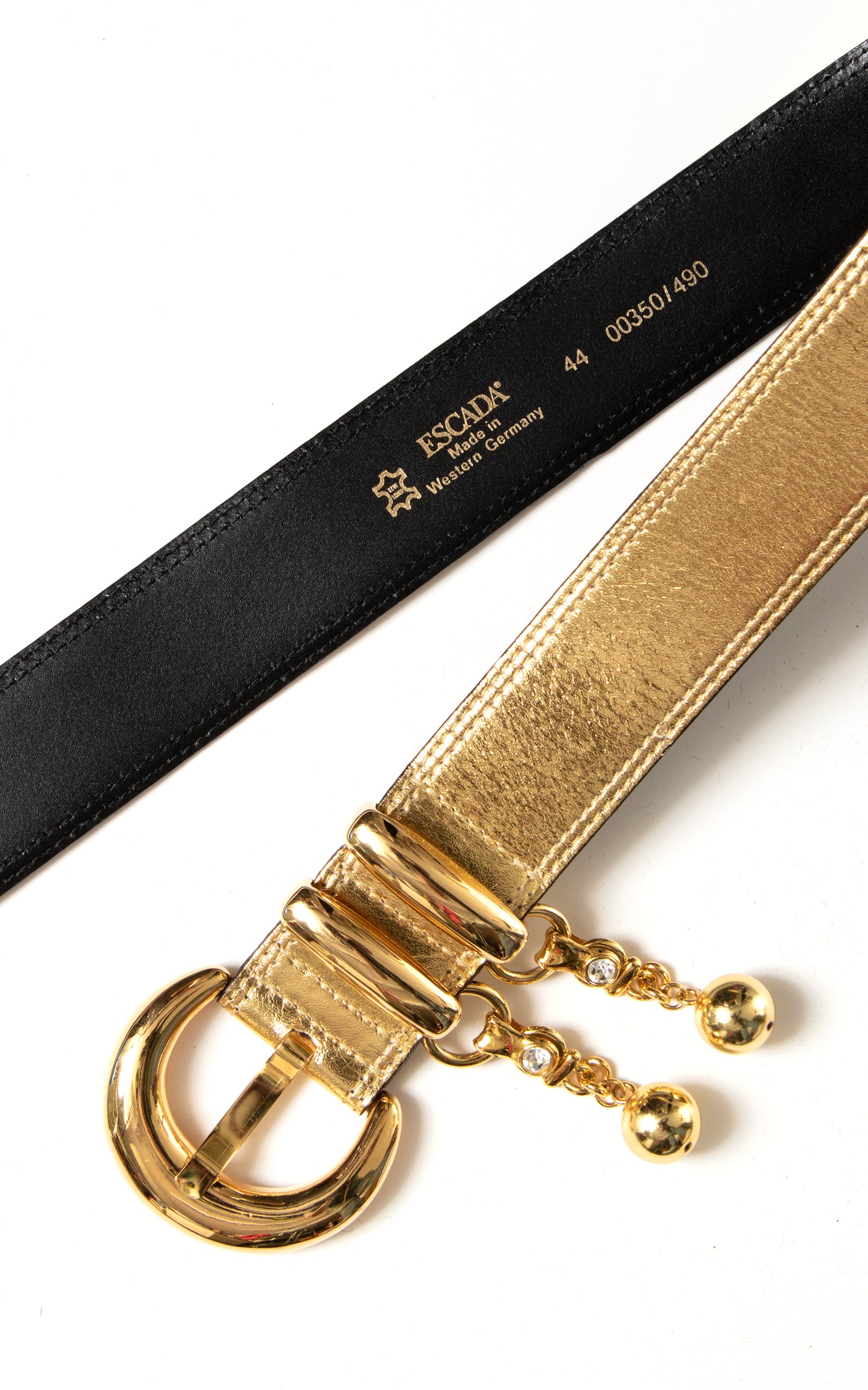 1980s ESCADA Gold Leather Cinch Belt with Charms | large/x-large