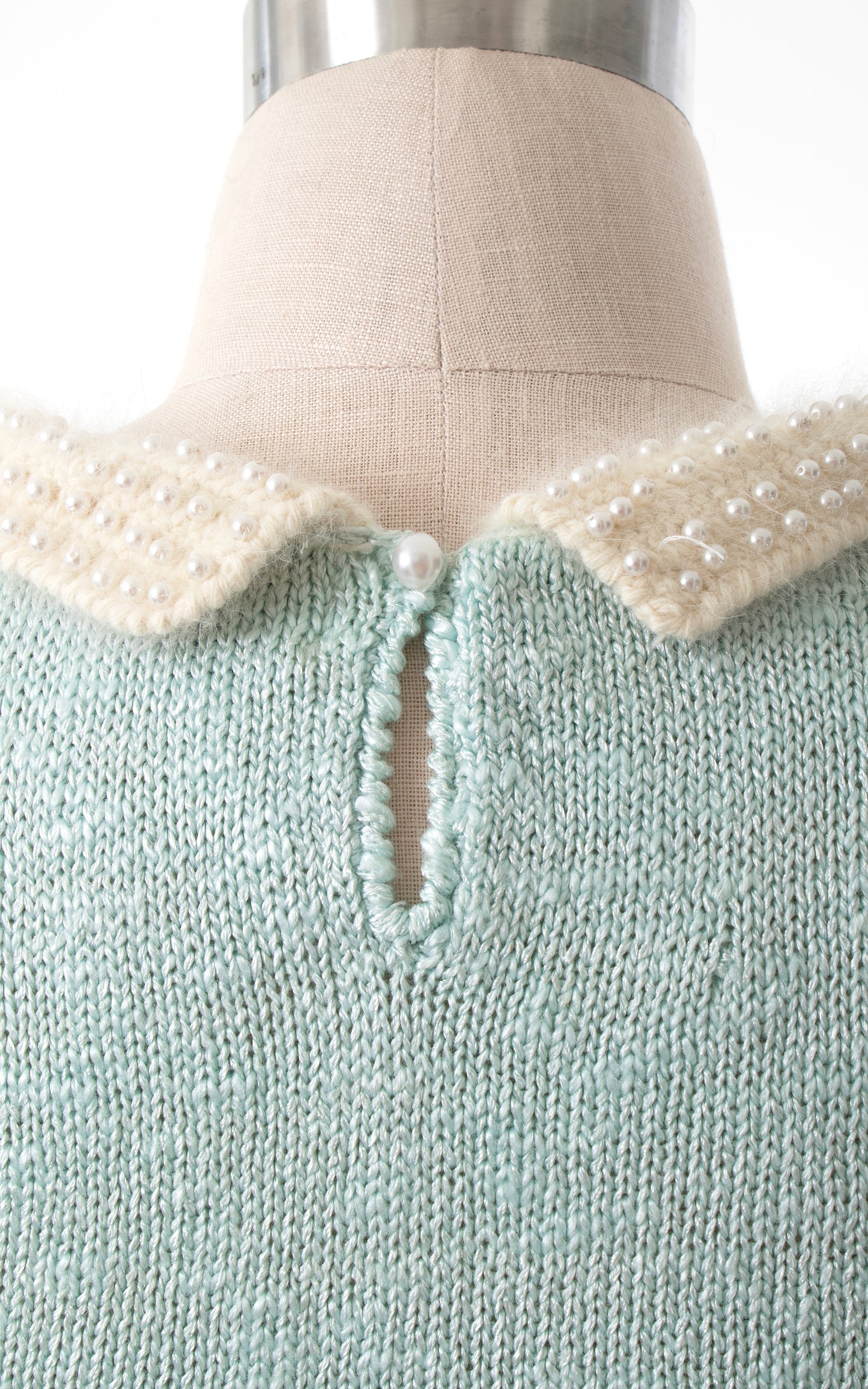 1980s Pearl Beaded Knit Sweater Top | x-small/small/medium