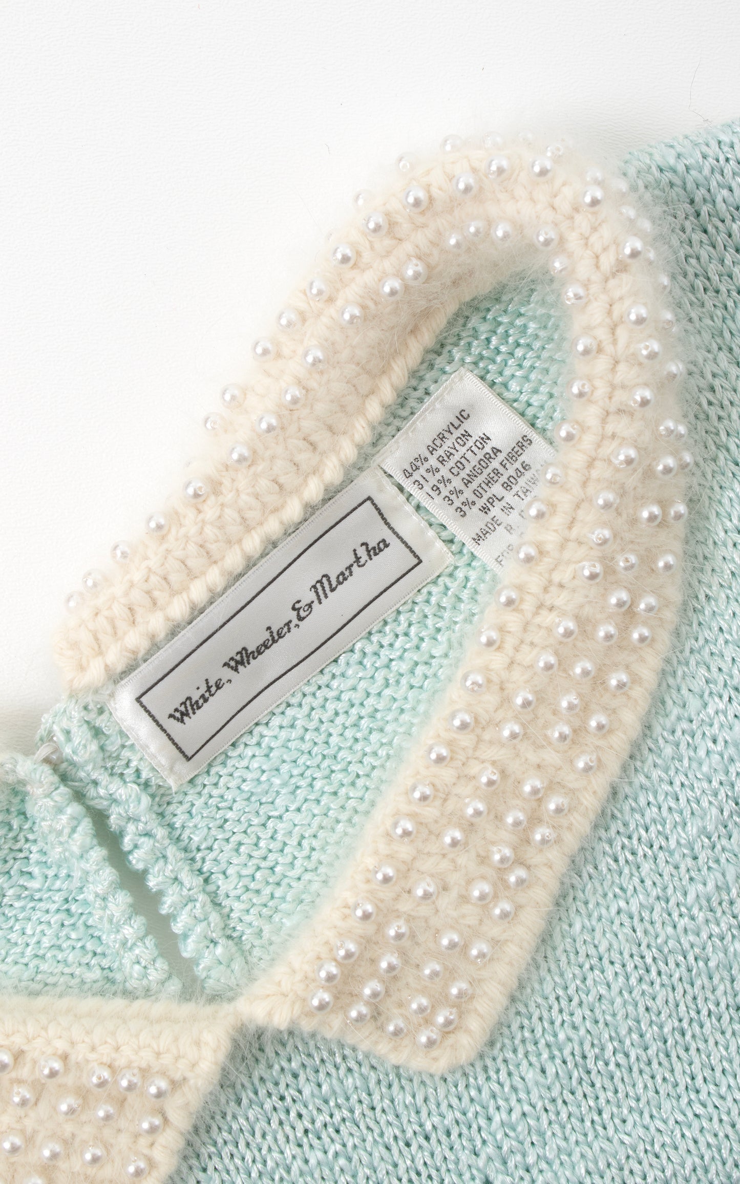1980s Pearl Beaded Knit Sweater Top | x-small/small/medium