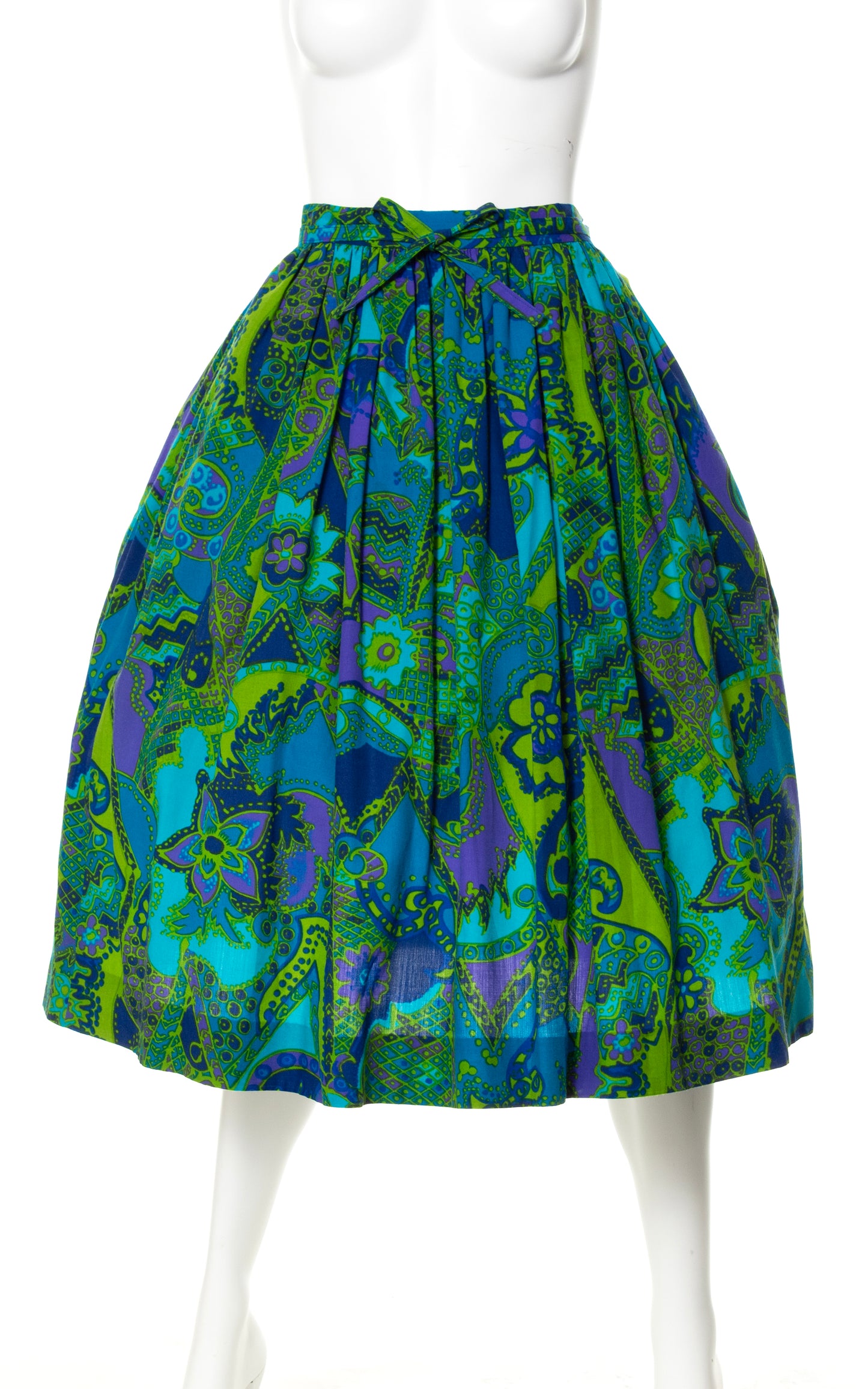 1960s Psychedelic Floral Cotton Skirt | x-small