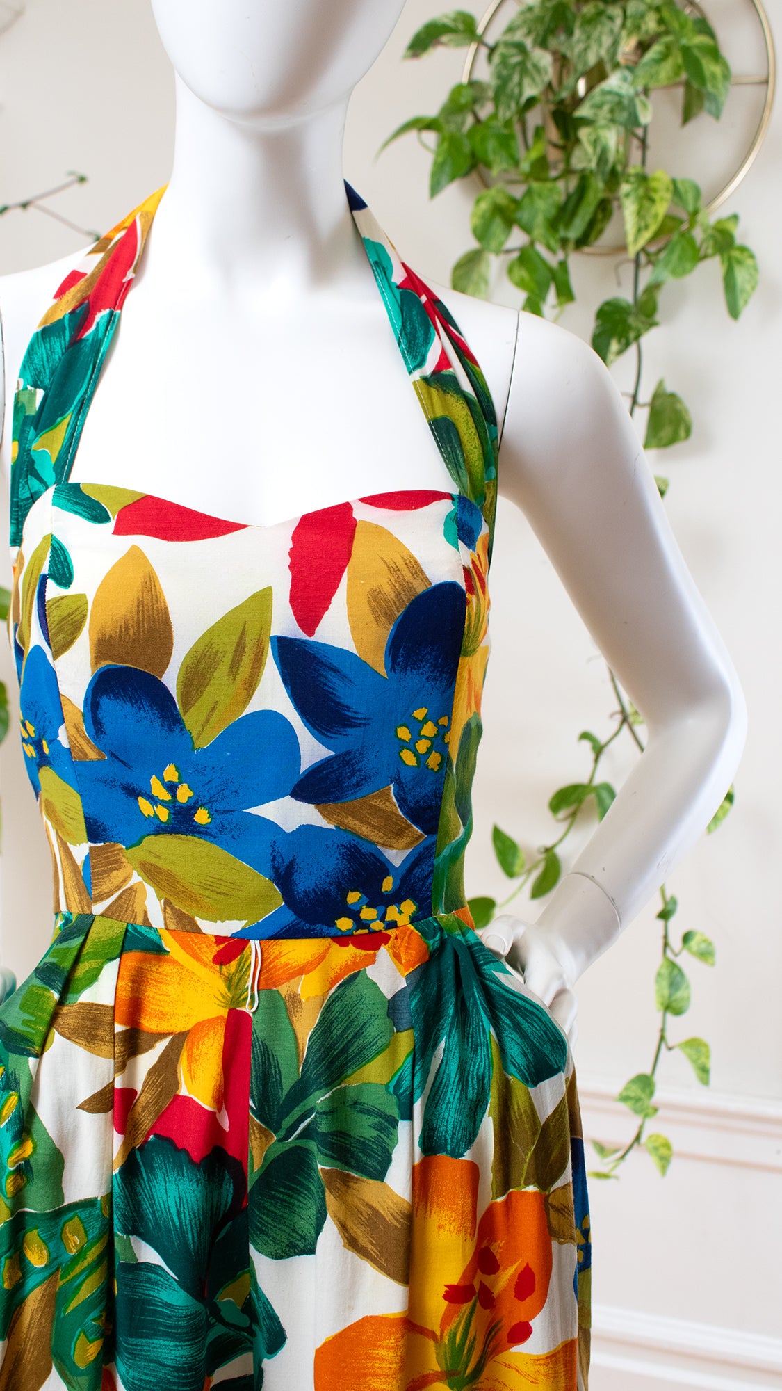 1980s 1990s Tropical Floral Jumpsuit | small/medium