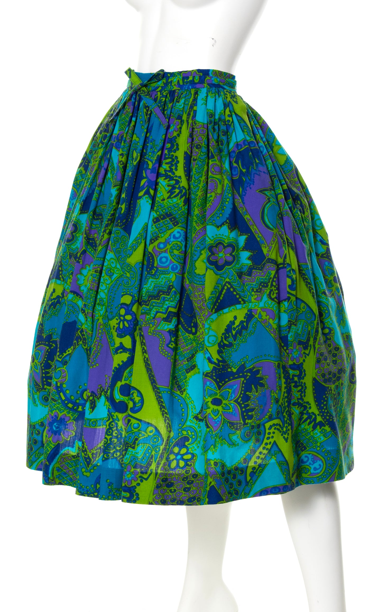 1960s Psychedelic Floral Cotton Skirt | x-small