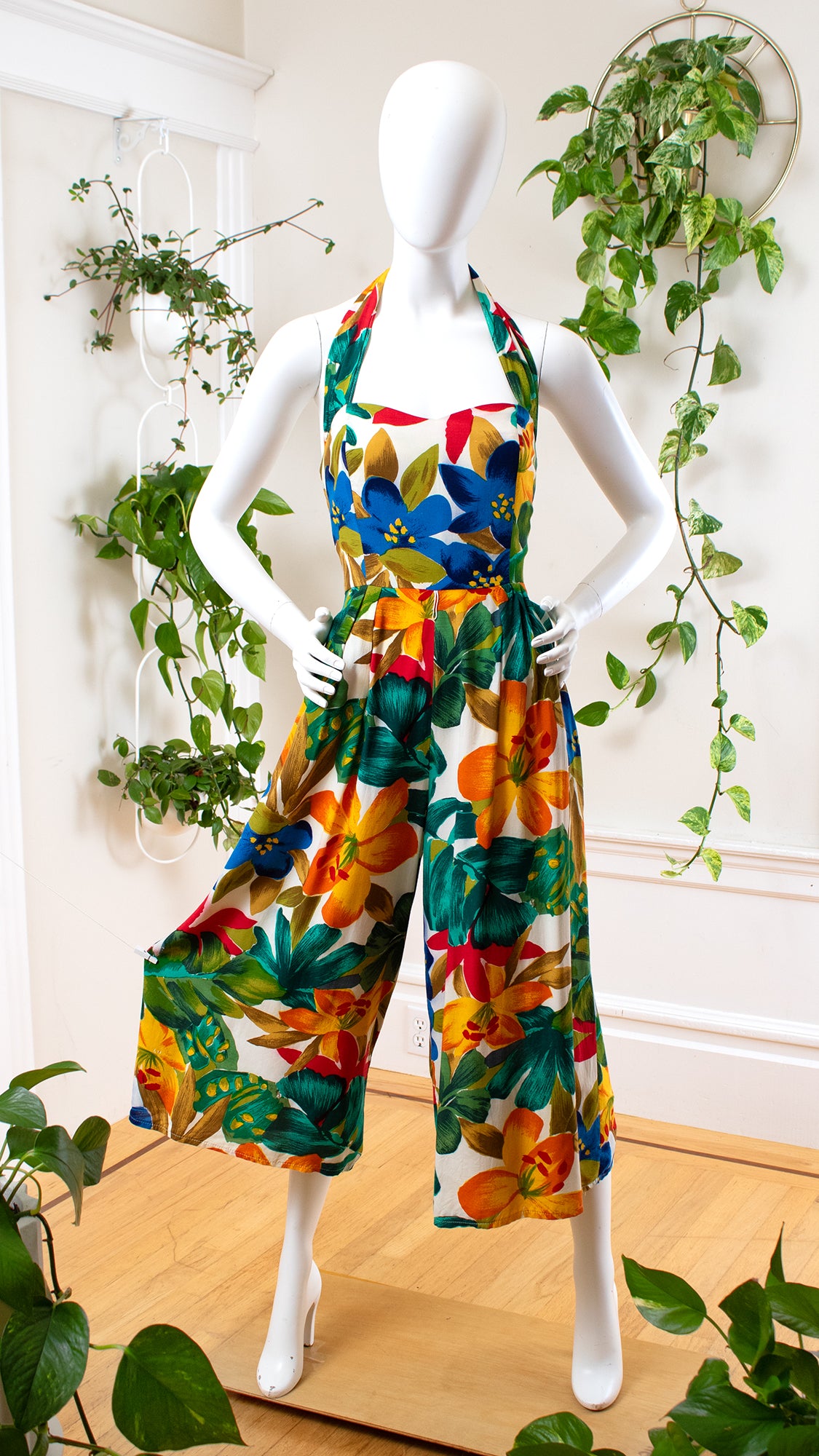 1980s 1990s Tropical Floral Jumpsuit | small/medium