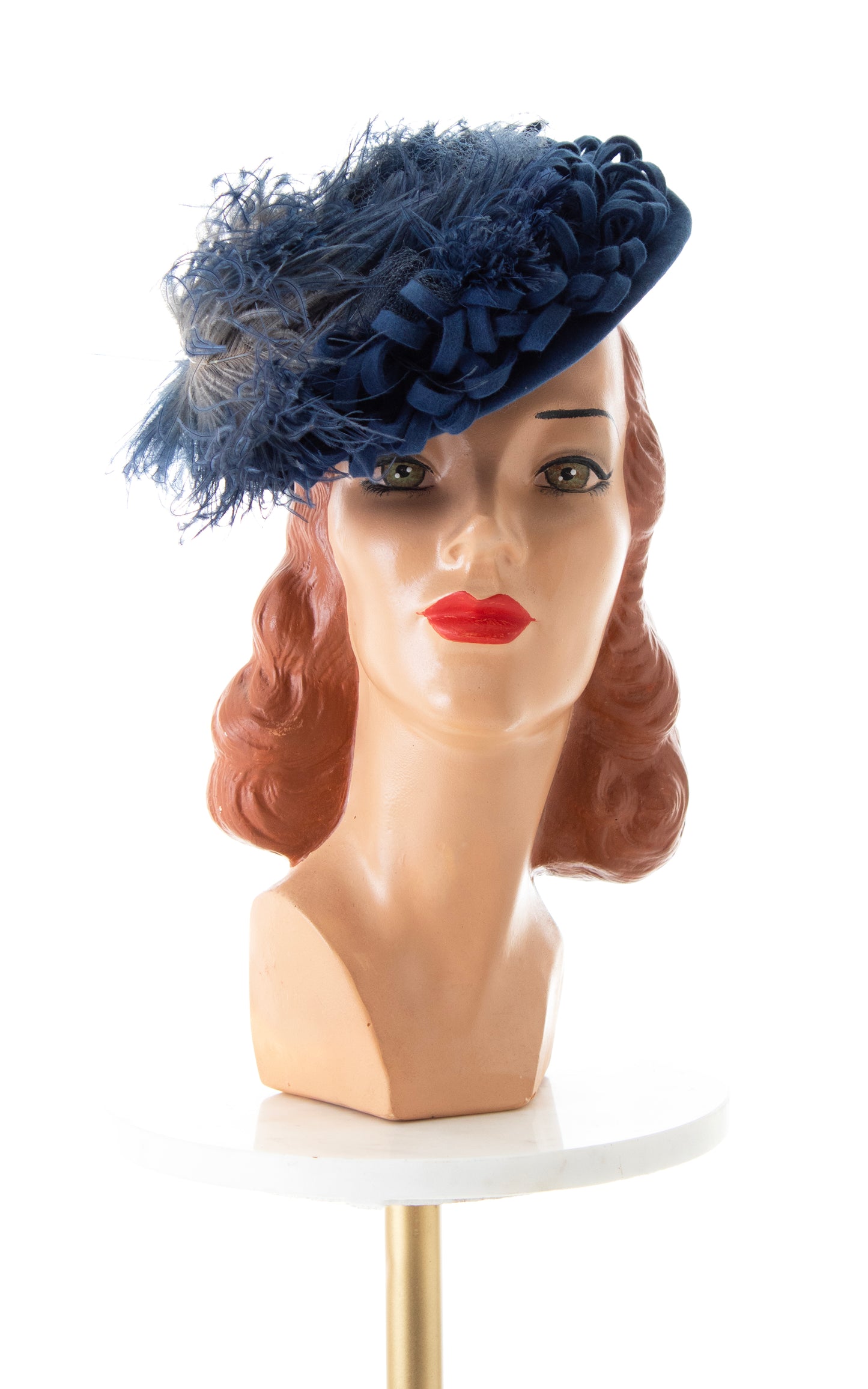 1940s Feathered Loopty Wool Felt Tilt Hat