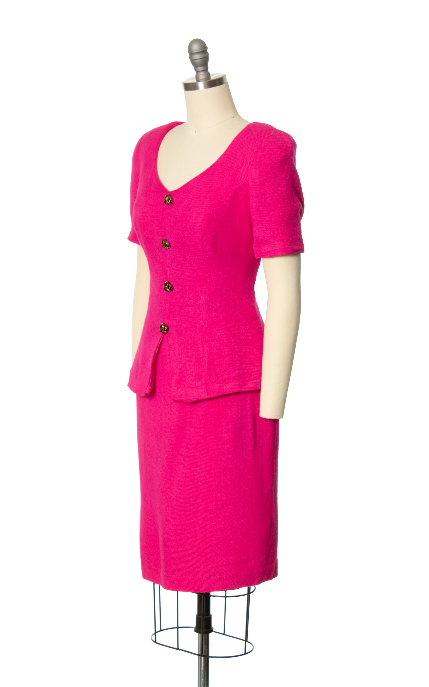 1980s Hot Pink Skirt Set | small