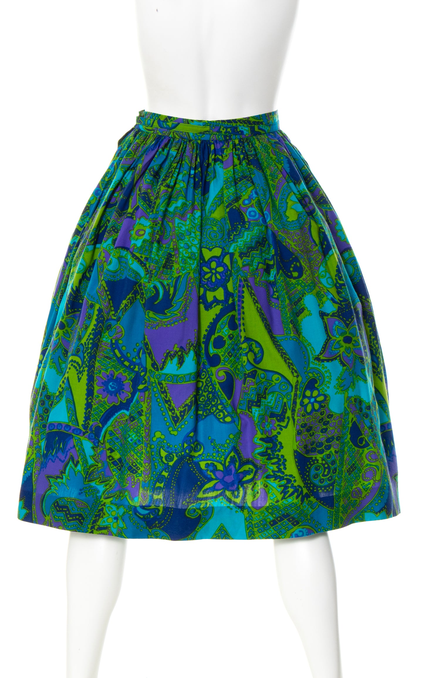 1960s Psychedelic Floral Cotton Skirt | x-small