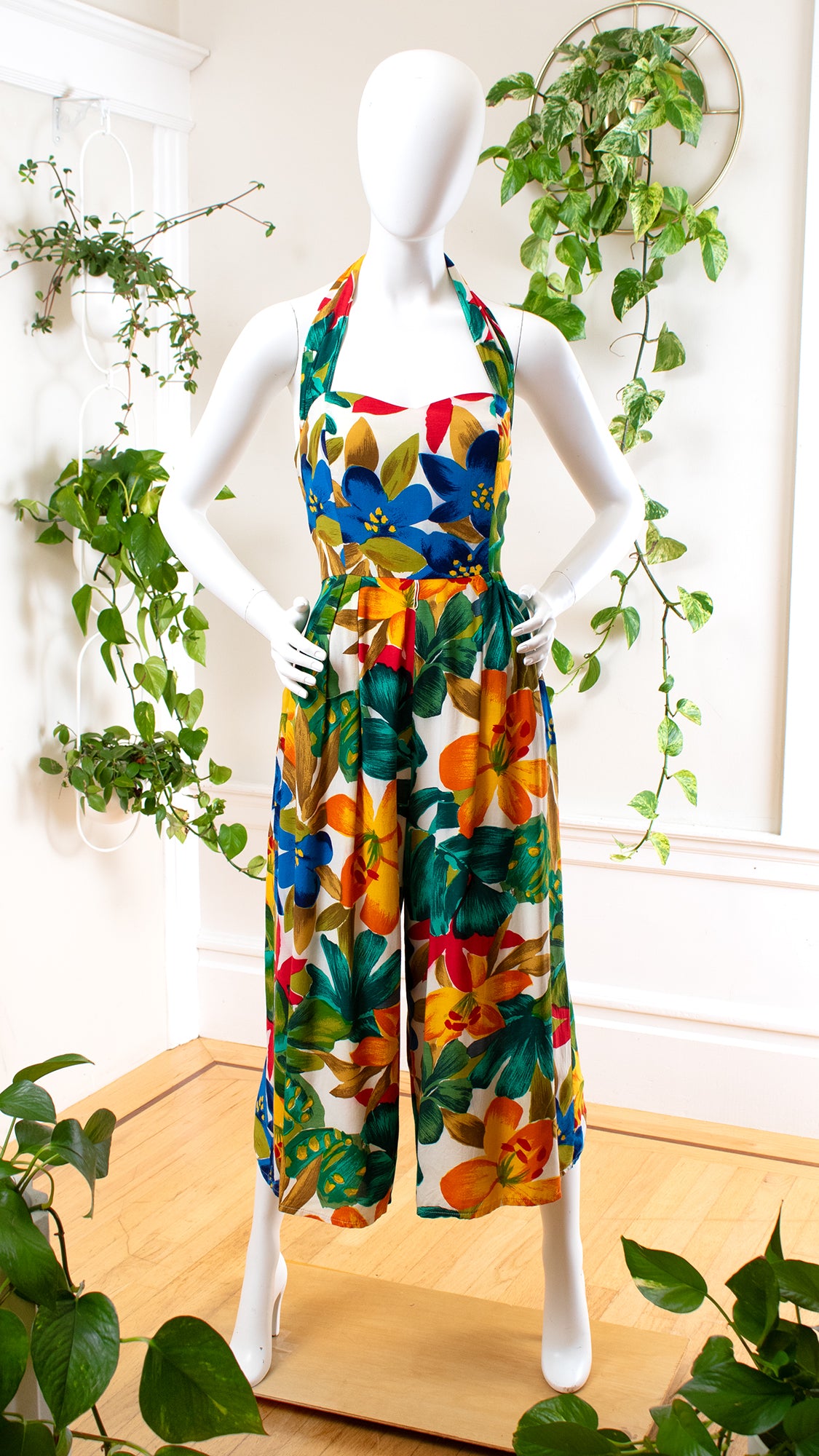 1980s 1990s Tropical Floral Jumpsuit | small/medium