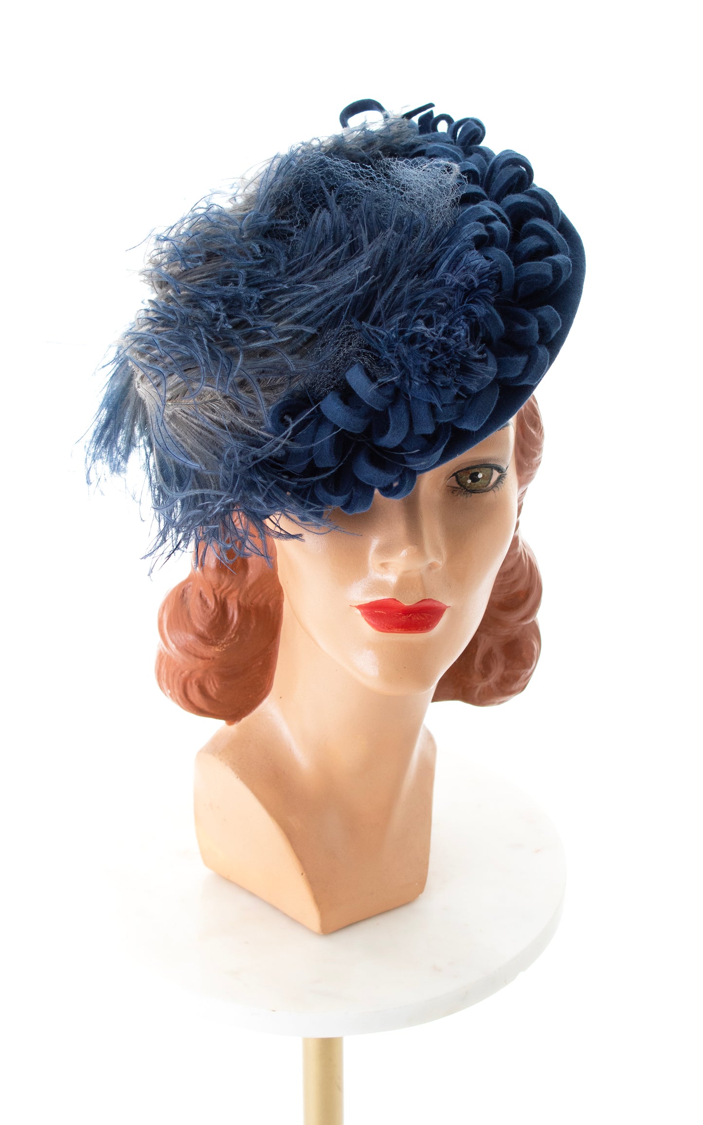 1940s Feathered Loopty Wool Felt Tilt Hat