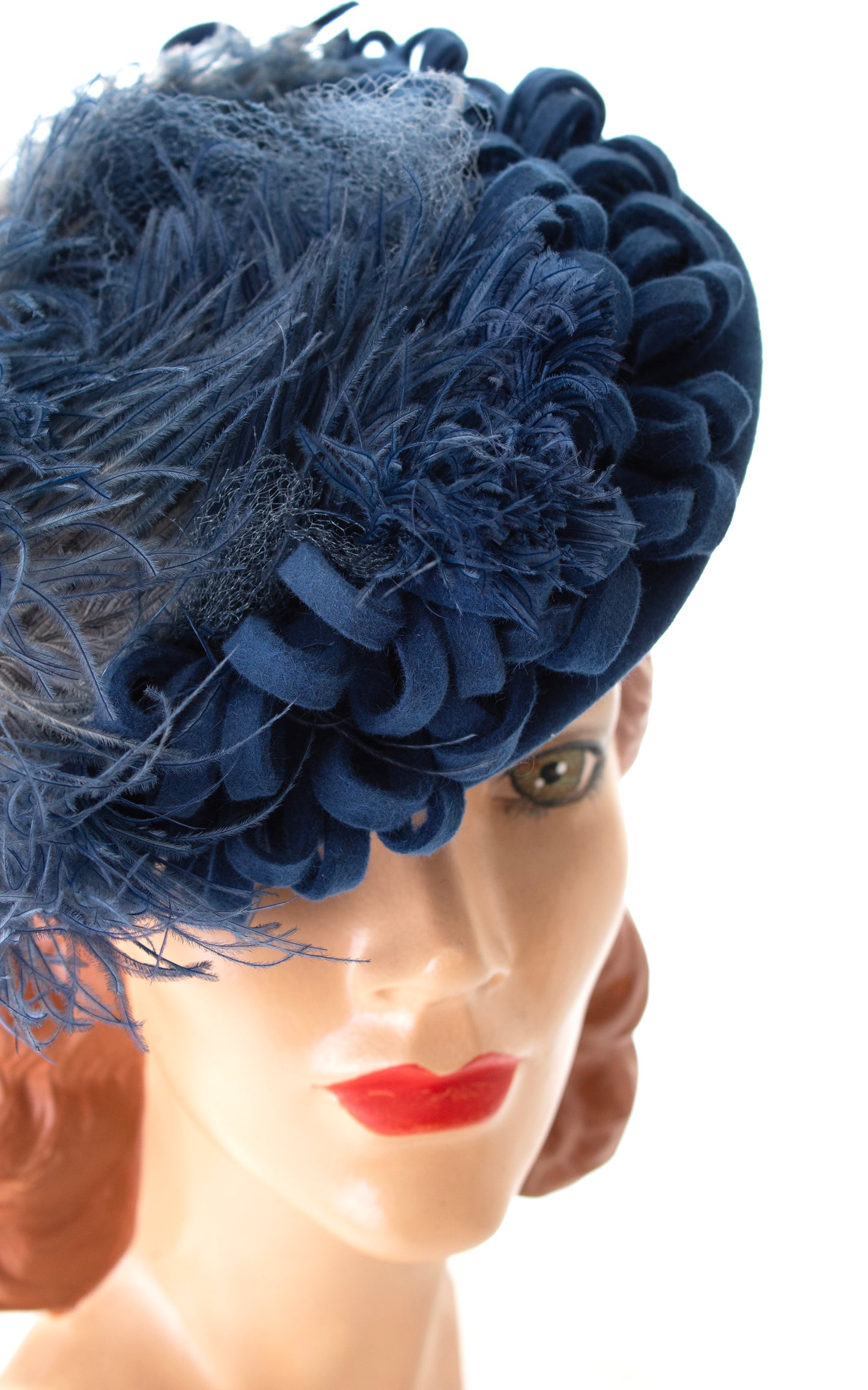 1940s Feathered Loopty Wool Felt Tilt Hat