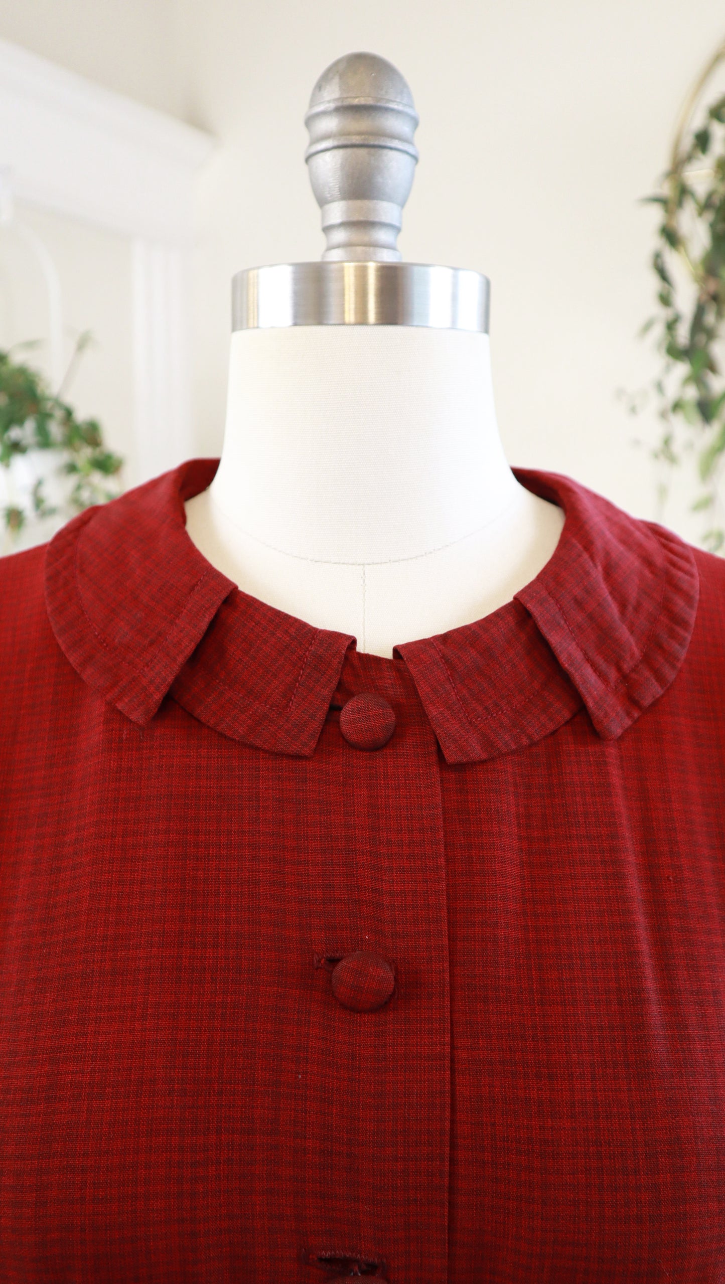 1950s Red Plaid Wiggle Dress | small