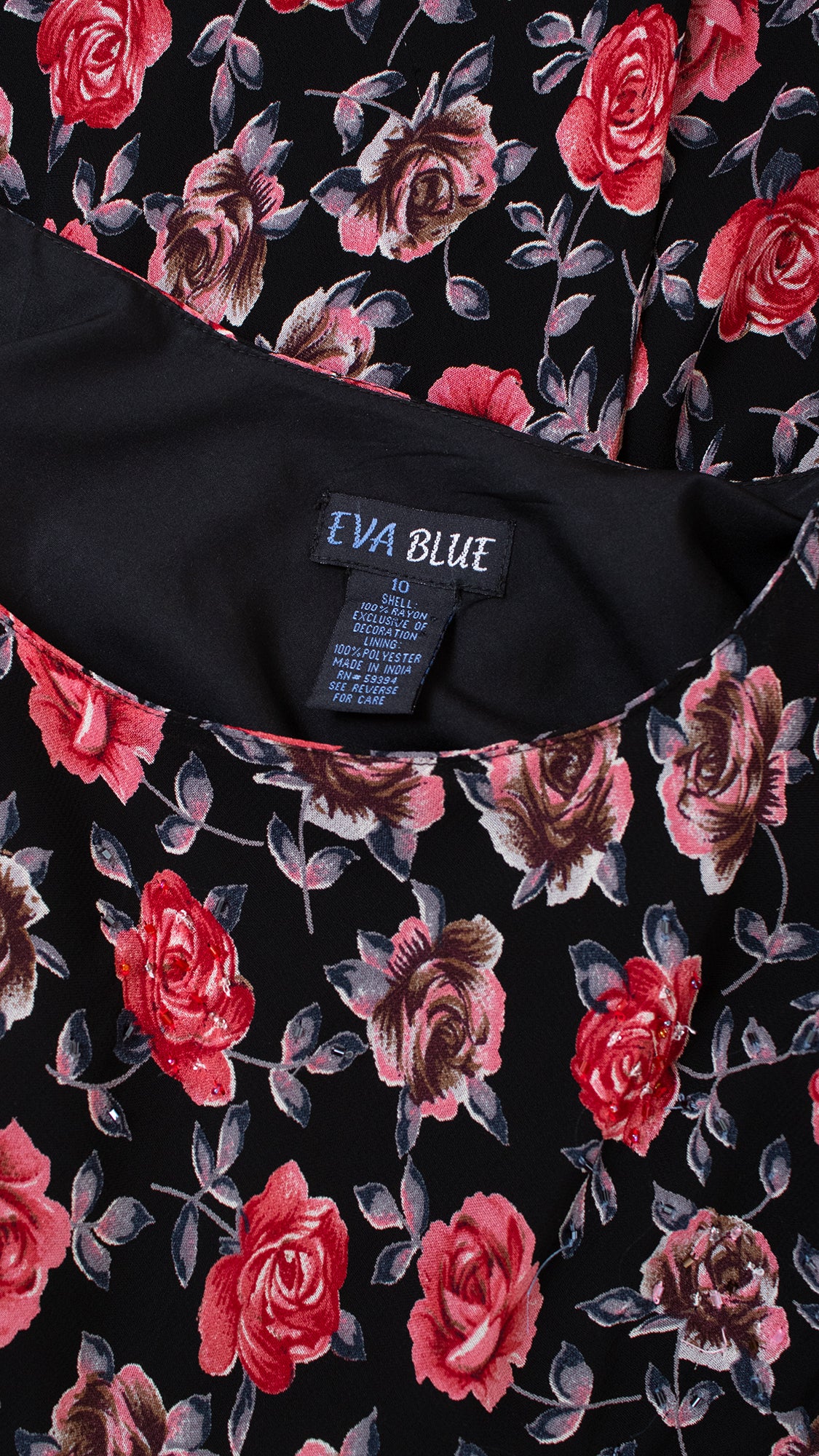 2000s Beaded Bias Cut Rose Print Maxi Dress | small/medium/large