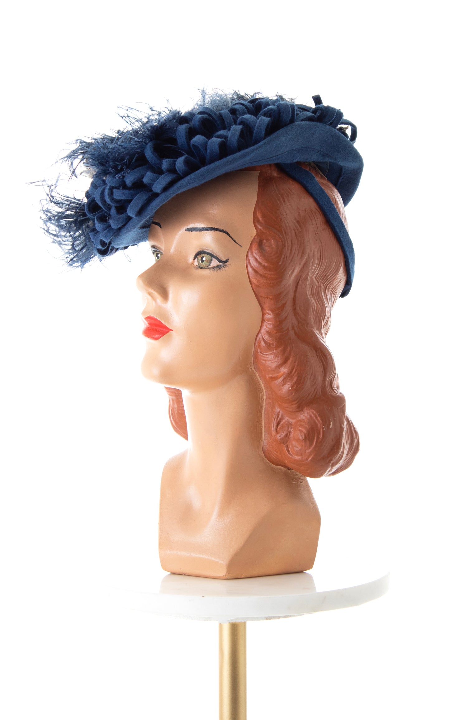 1940s Feathered Loopty Wool Felt Tilt Hat