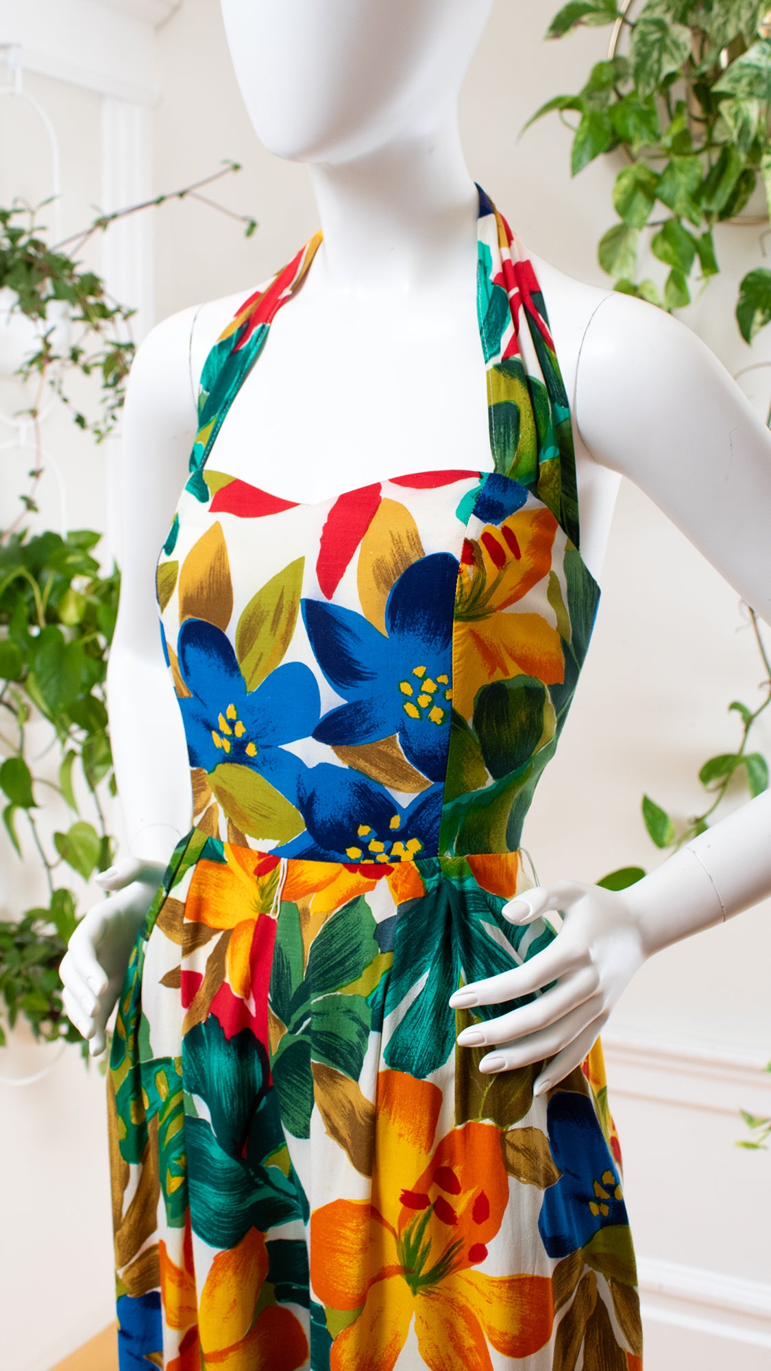 1980s 1990s Tropical Floral Jumpsuit | small/medium