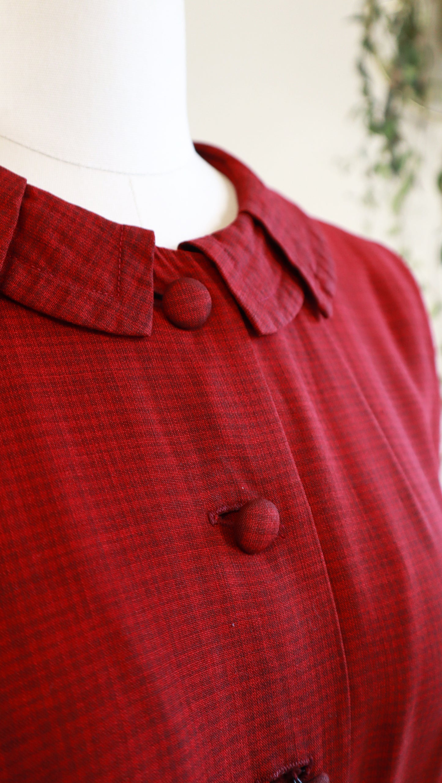 1950s Red Plaid Wiggle Dress | small