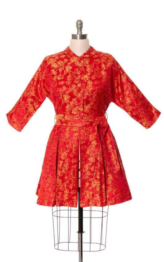 1960s Floral Jacquard Hostess Jacket | medium