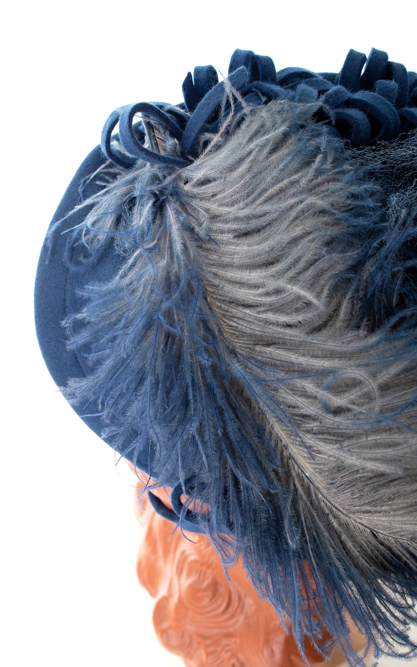 1940s Feathered Loopty Wool Felt Tilt Hat