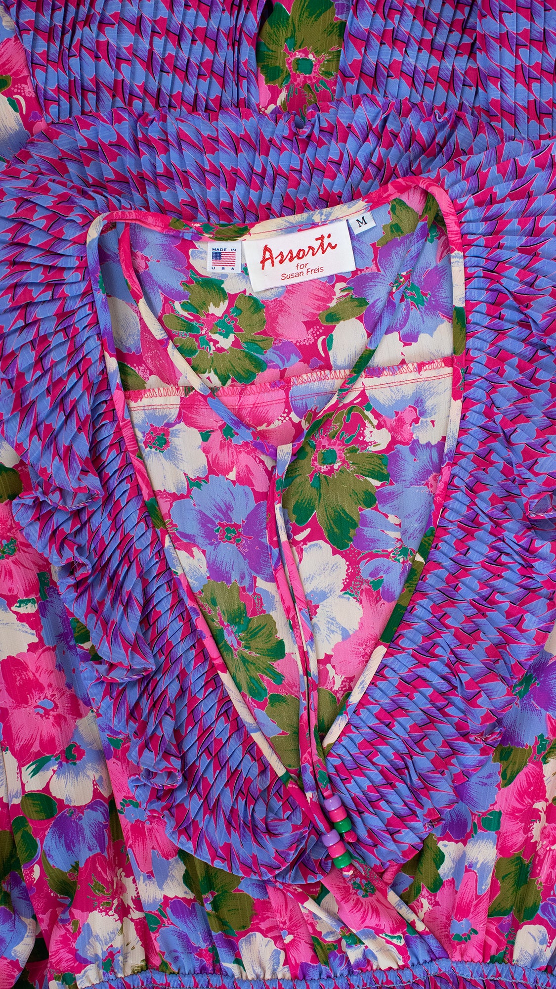 1980s SUSAN FREIS Floral Godet Georgette Dress | small/medium/large