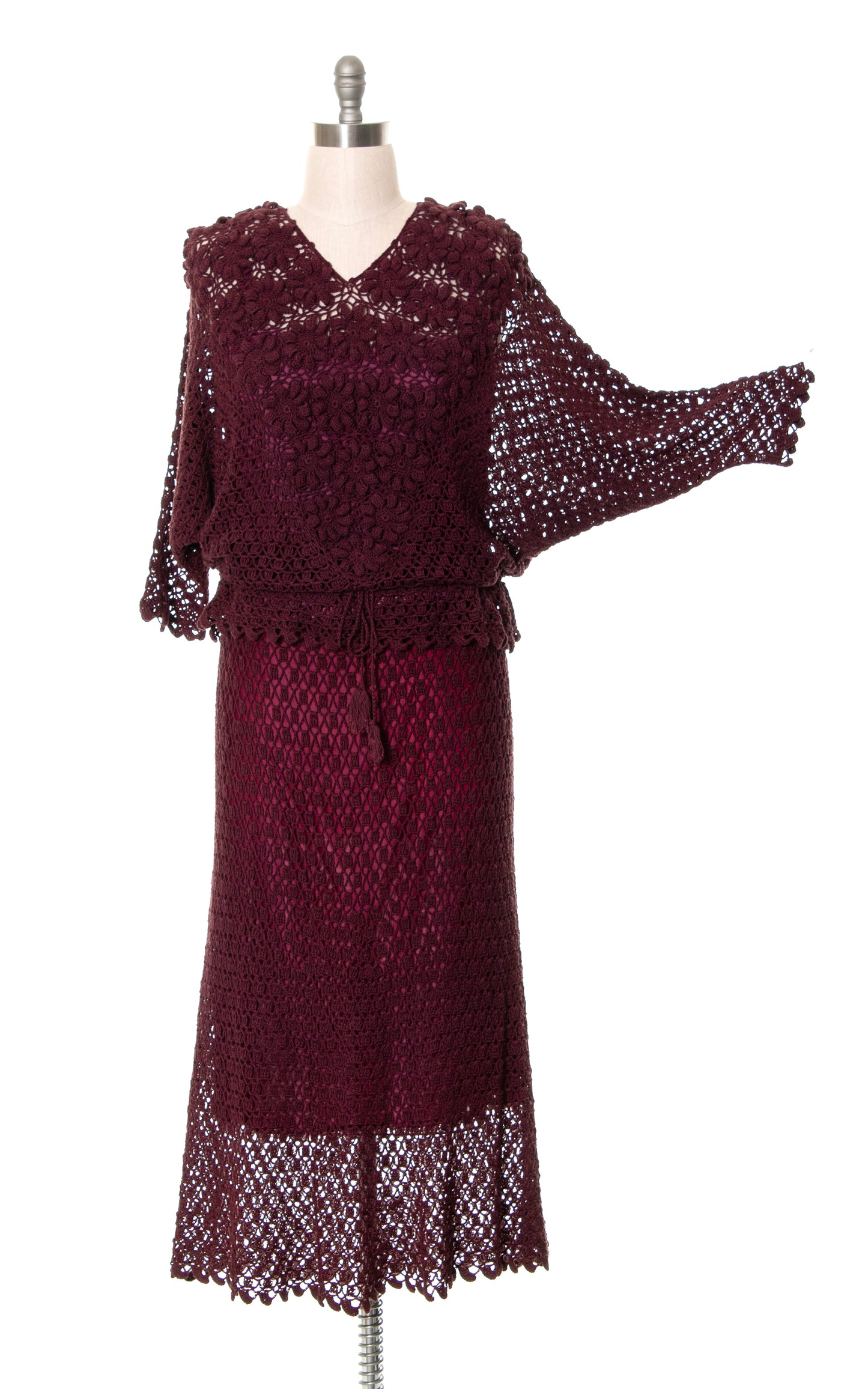 NEW ARRIVAL || 1970s Open Knit Sweater & Skirt Set | x-large