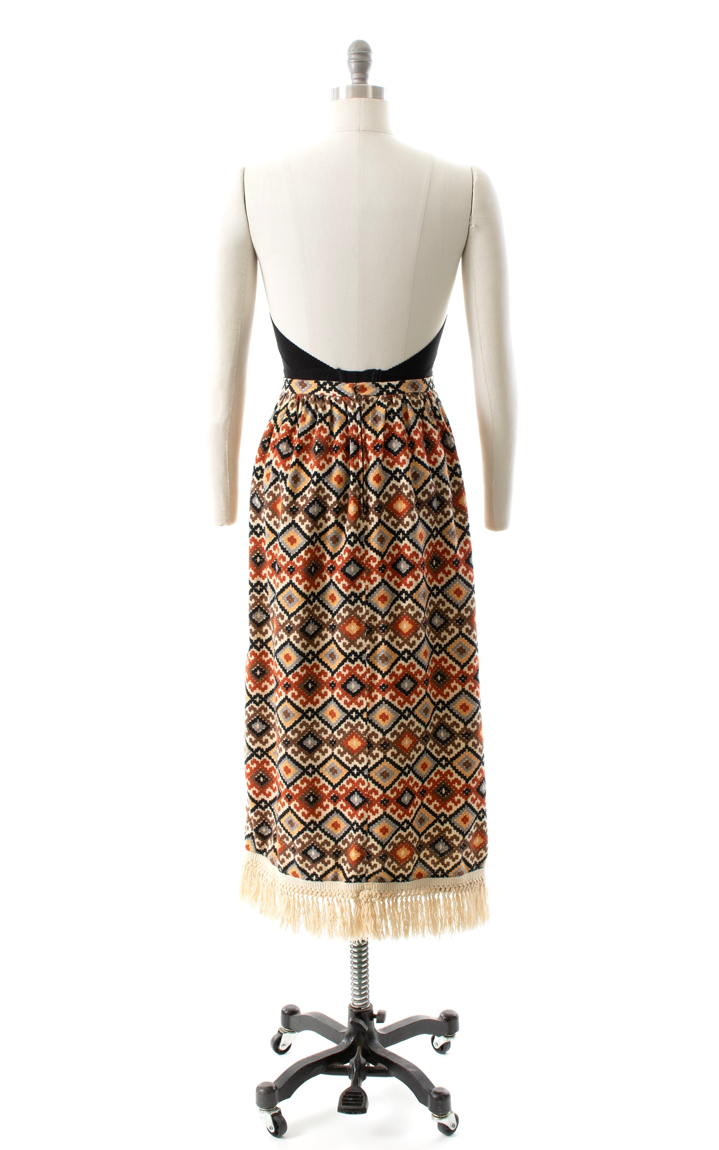 1970s Ikat Fringed Maxi Skirt | small