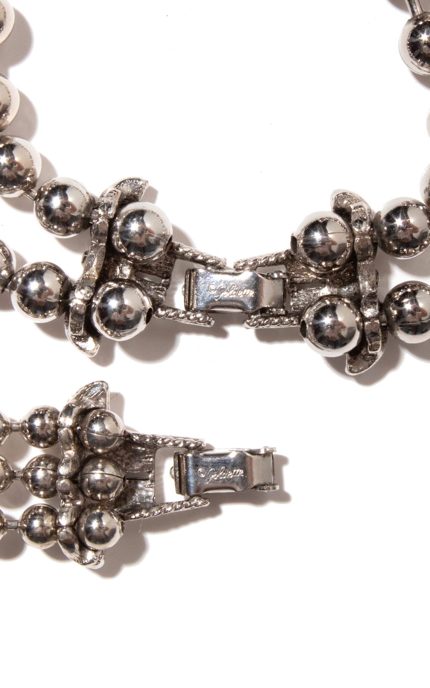 1970s Faux Turquoise & Silver Squash Blossom Necklace & Bracelet Set