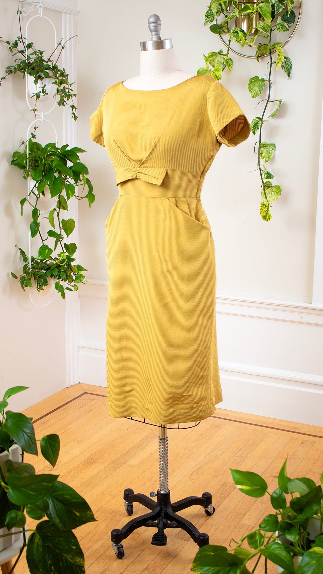 1960s Yellow Wiggle Dress | large