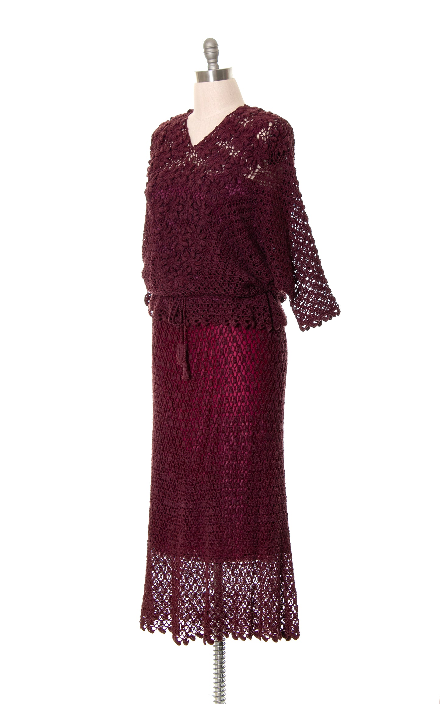 NEW ARRIVAL || 1970s Open Knit Sweater & Skirt Set | x-large